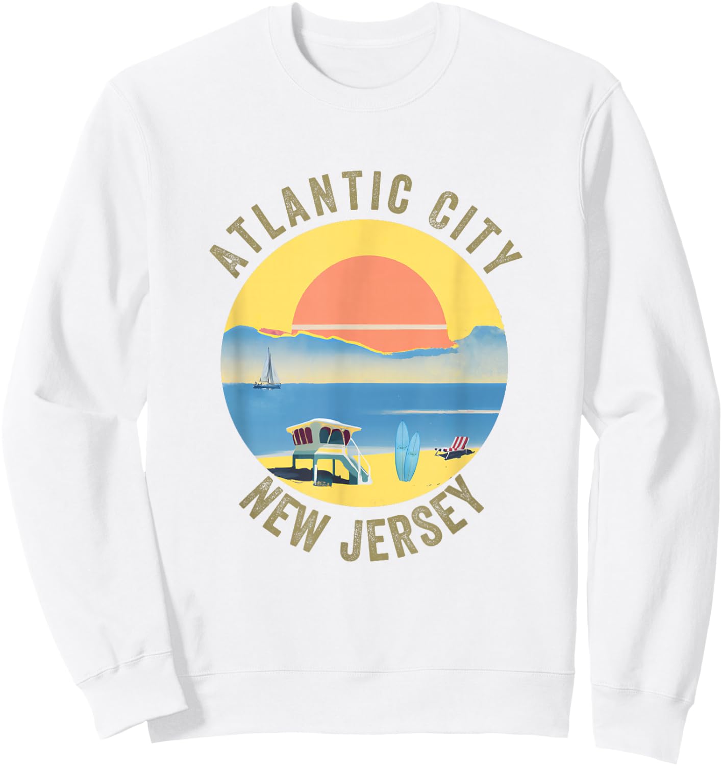 Atlantic City Souvenir Apparel - Retro Vintage Atlantic City Sweatshirt - Sweatshirt | White