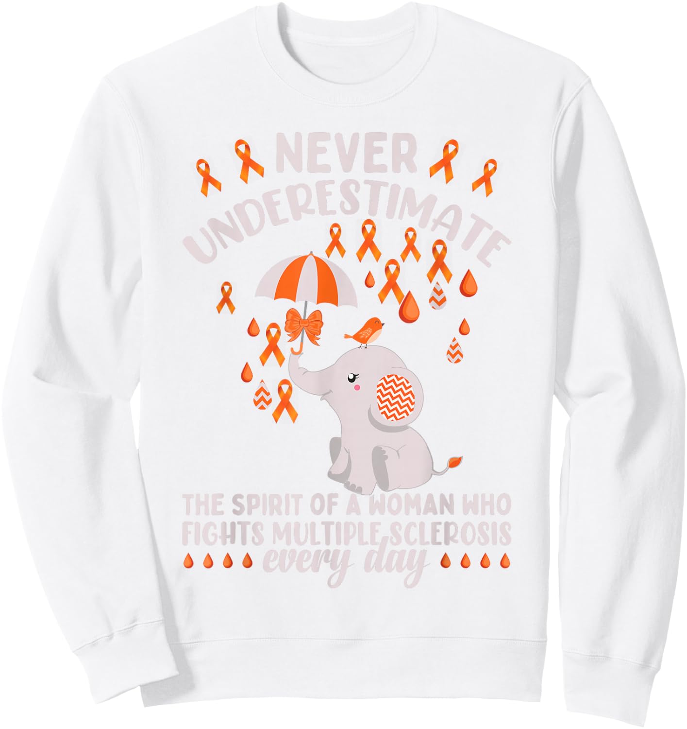 Multiple Sclerosis Awareness Month Cute MS Elephant Sweatshirt - Sweatshirt | White