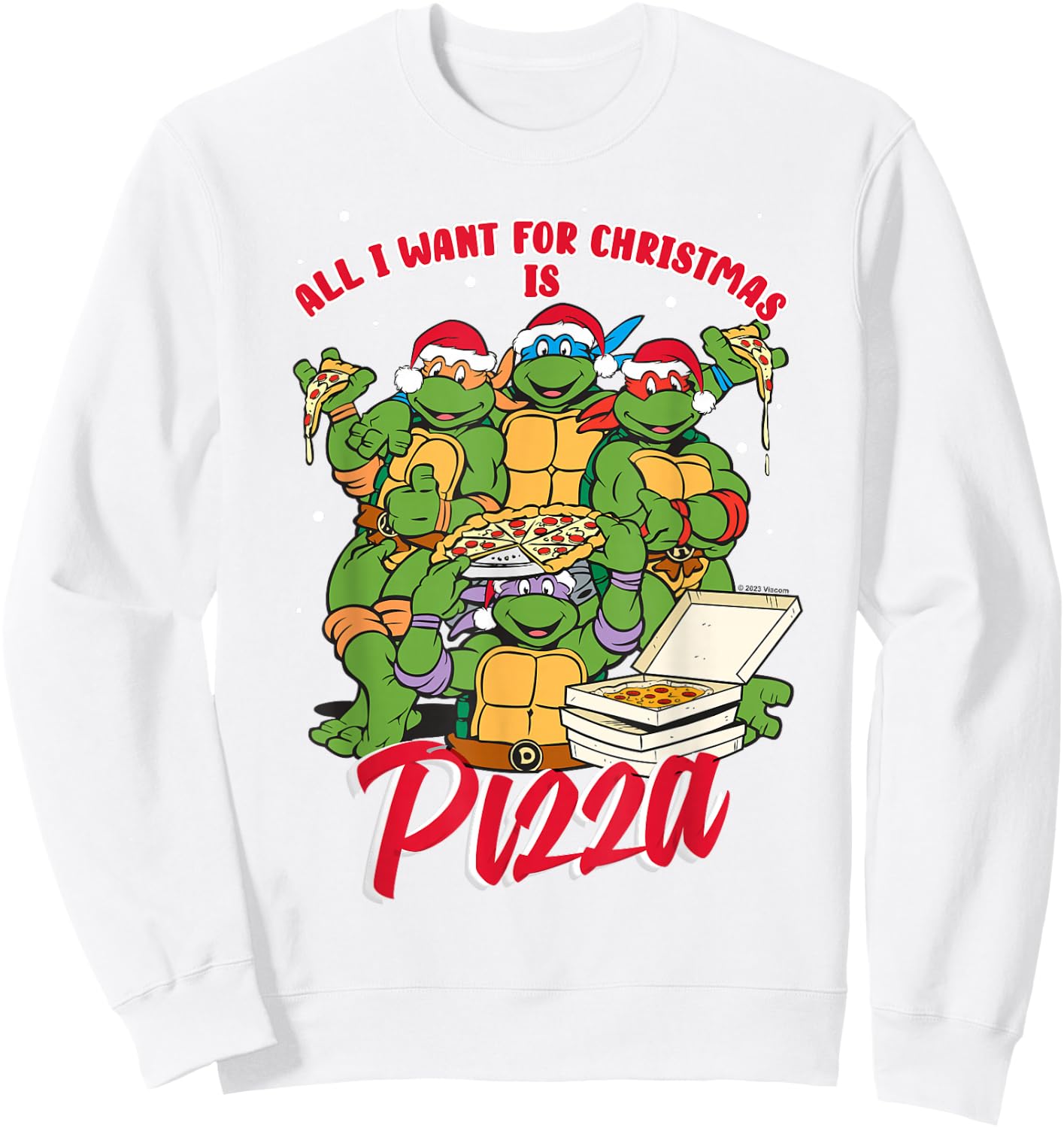 Teenage Mutant Ninja Turtles Christmas Pizza Sweatshirt - Sweatshirt | White