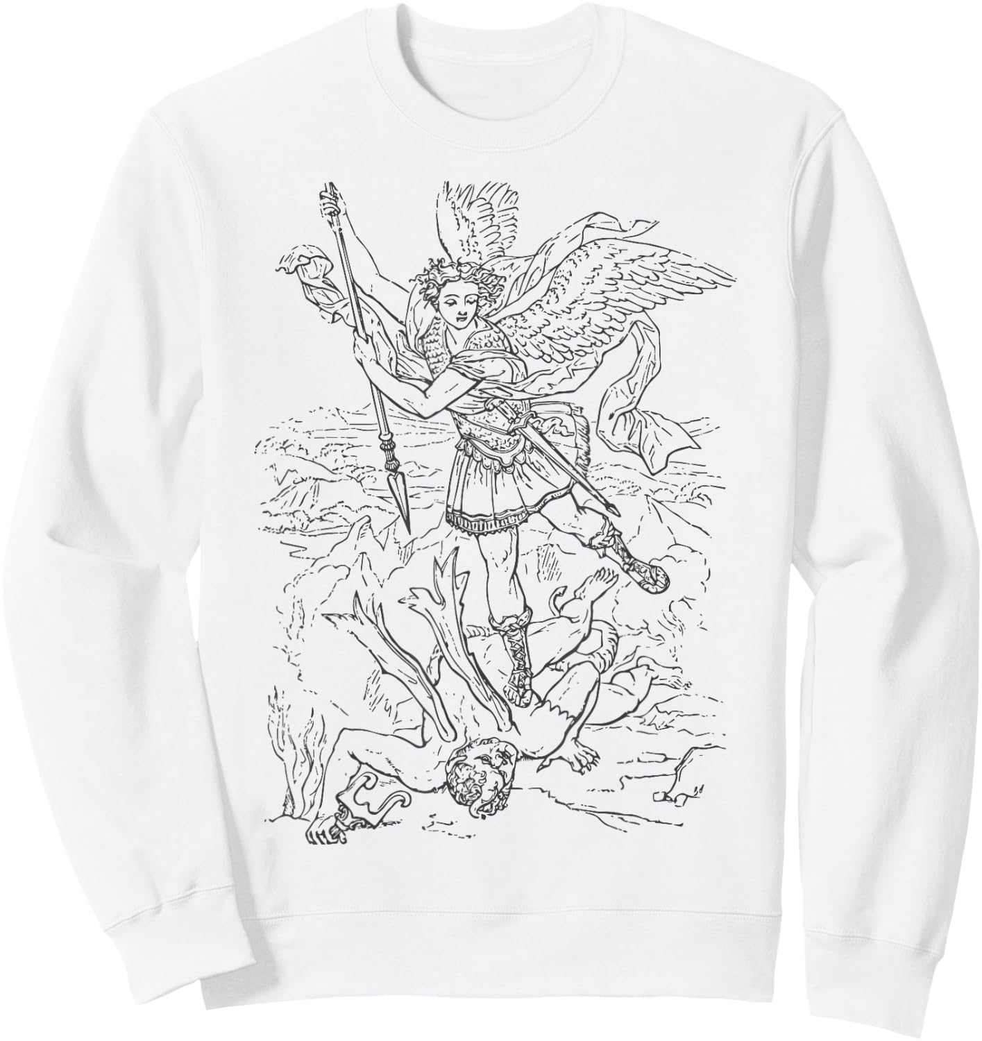 St Saint Michael the Archangel Catholic Angel Warrior Sweatshirt - Sweatshirt | White