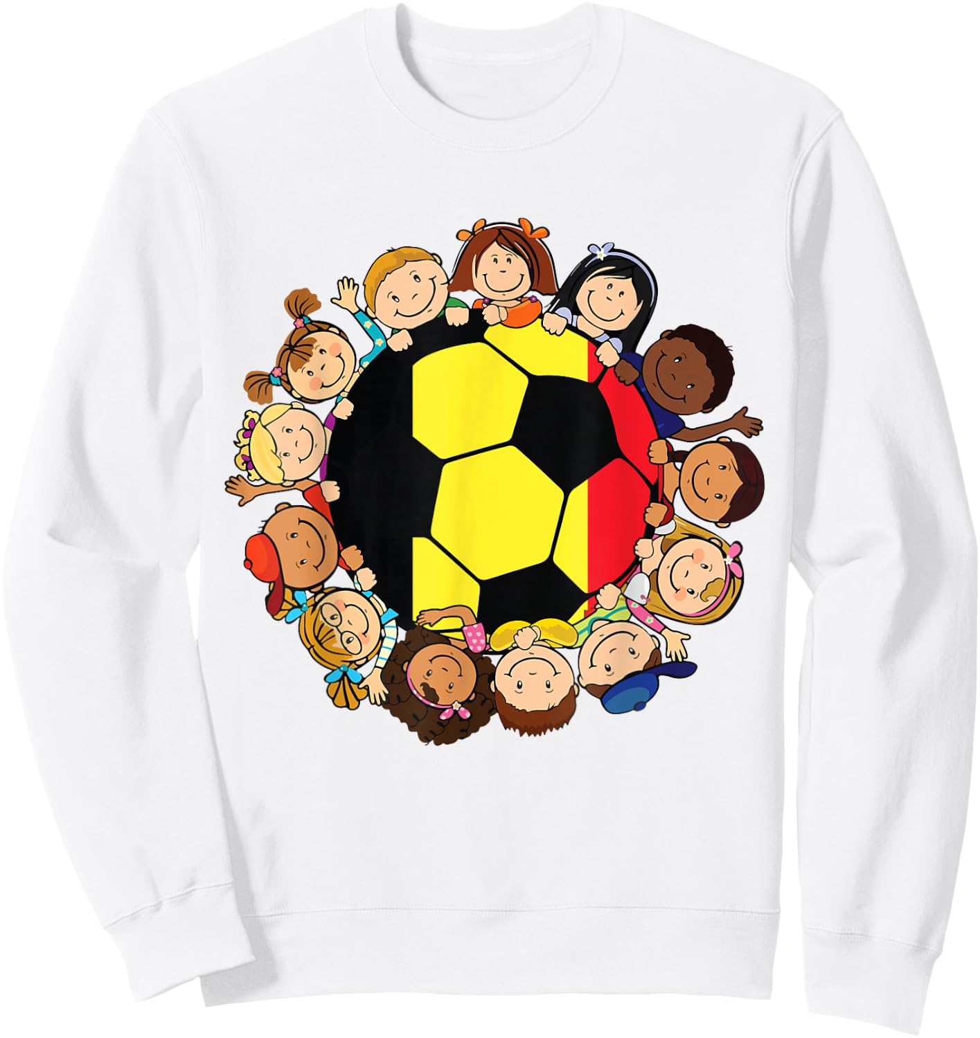Belgium Soccer Ball Kids Toddler Girls Around Belgian Flag Sweatshirt - Sweatshirt | White