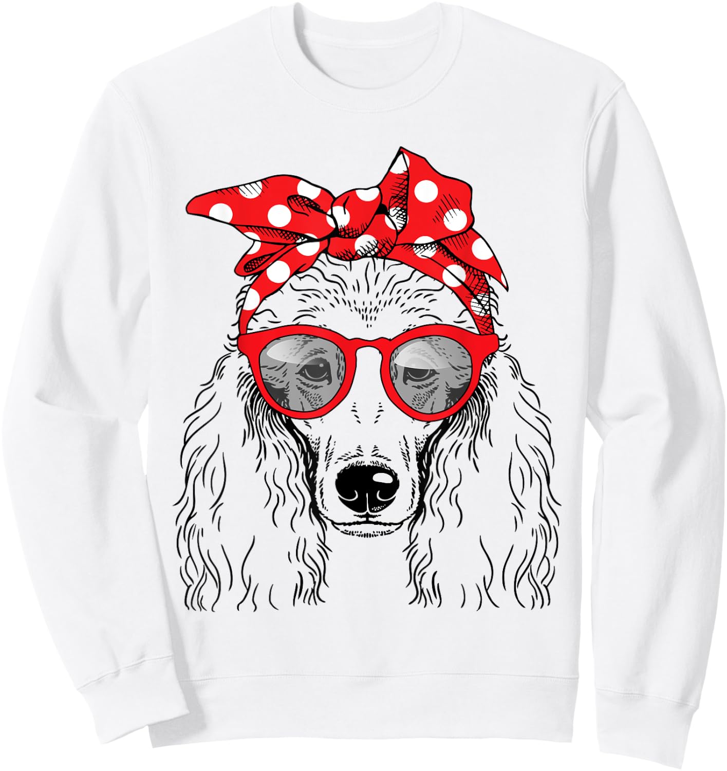 Poodle Dog Mom Bandana Sunglasses Mother's Day Men Women Sweatshirt - Sweatshirt | White