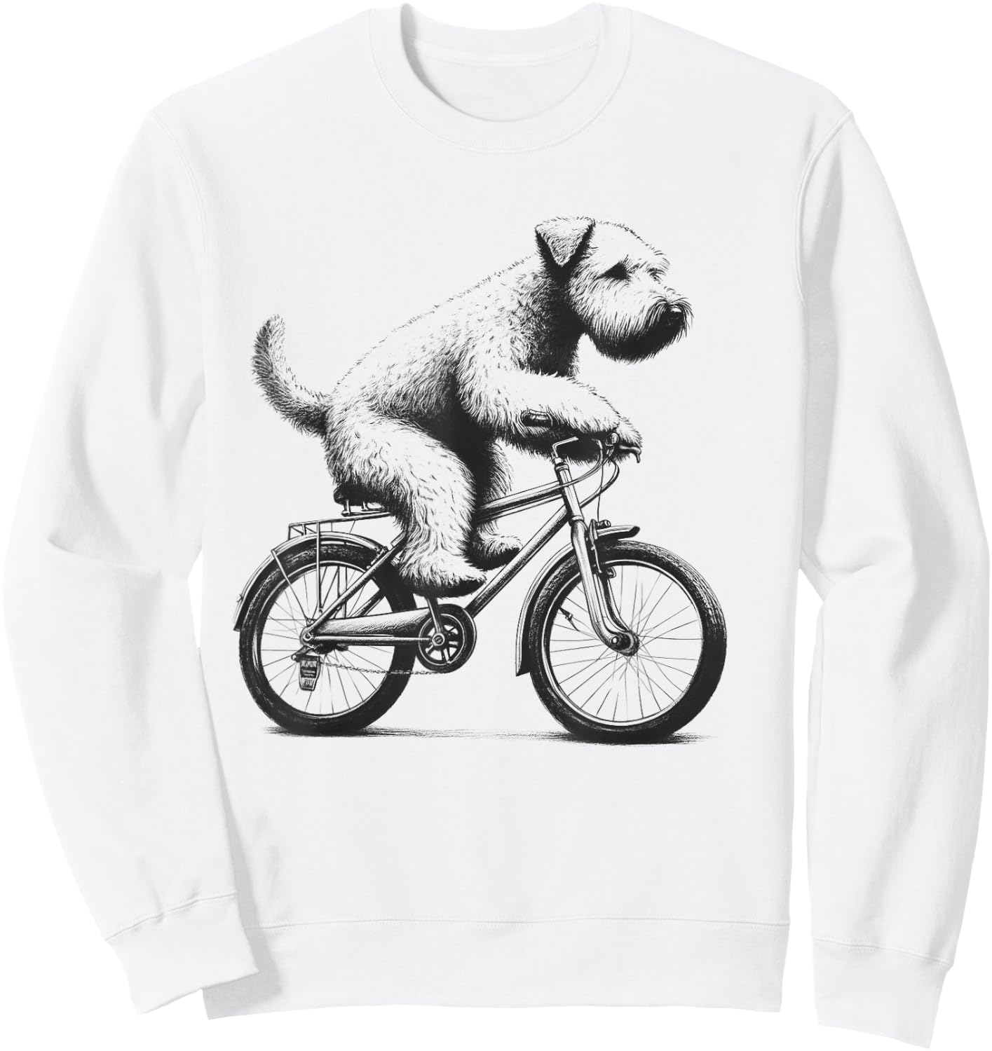 Soft Coated Wheaten Terrier Dog Riding a Bike Cycling Sweatshirt - Sweatshirt | White