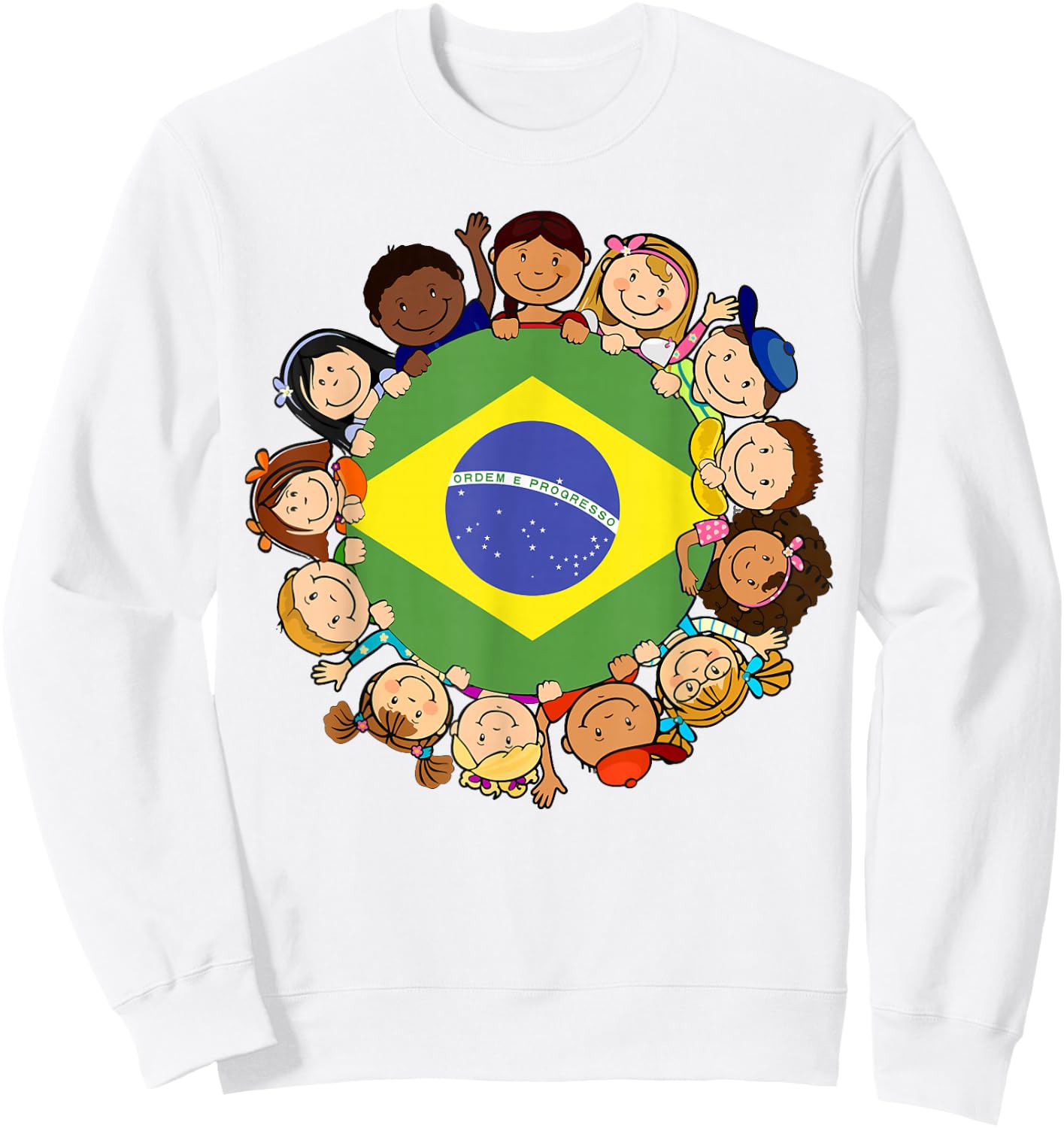 Brazil Kids Brazilian Flag Hispanic Heritage Month Girl Boy Sweatshirt - Sweatshirt | White