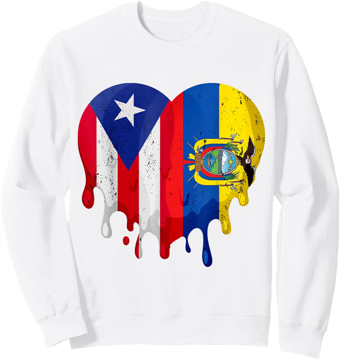 Puerto Rico Ecuador Flag Heart Citizen Grown Patriot Country Sweatshirt - Sweatshirt | White