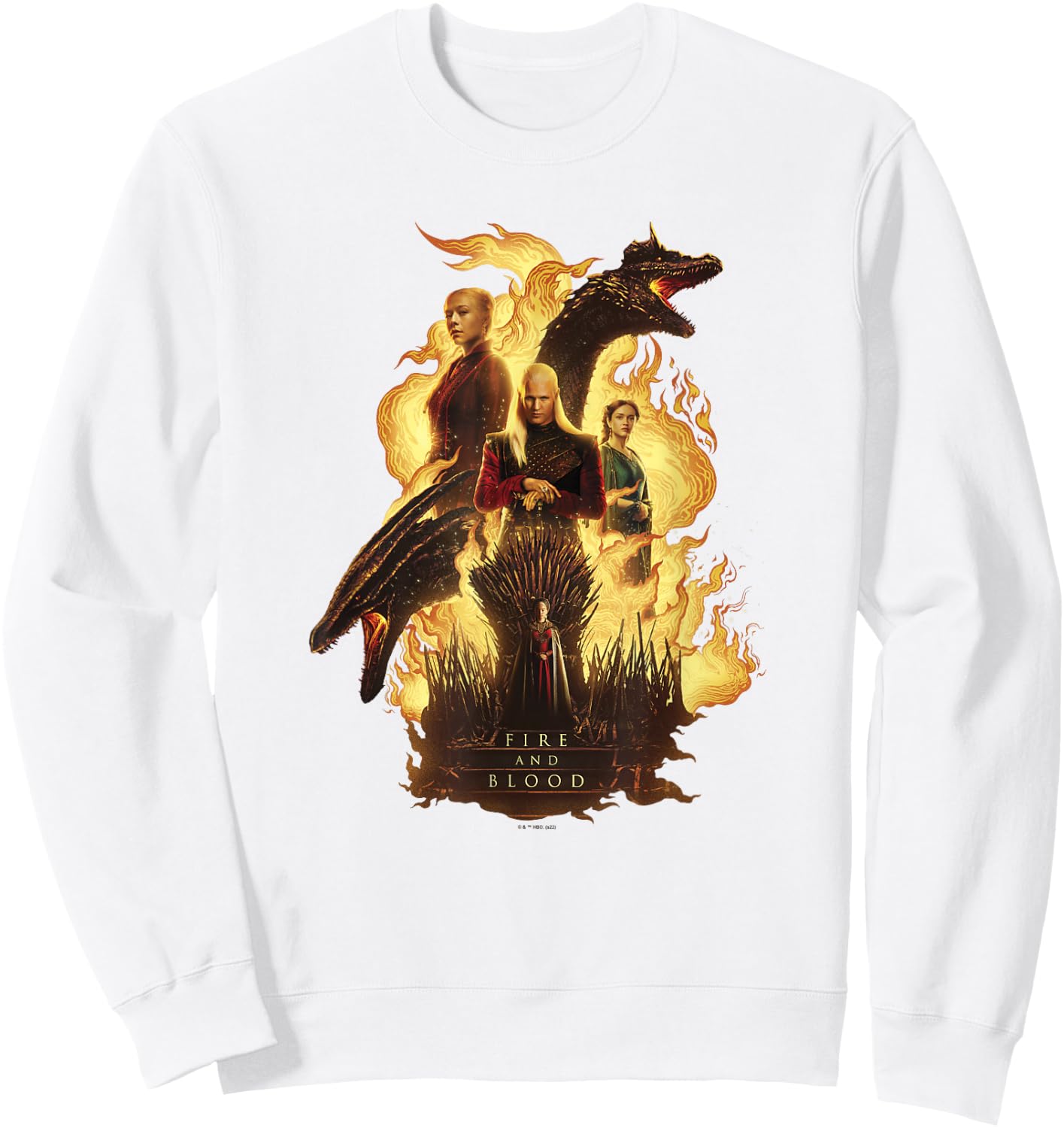 House of the Dragon Daemon Targaryen Rhaenyra Fire and Blood Sweatshirt - Sweatshirt | White