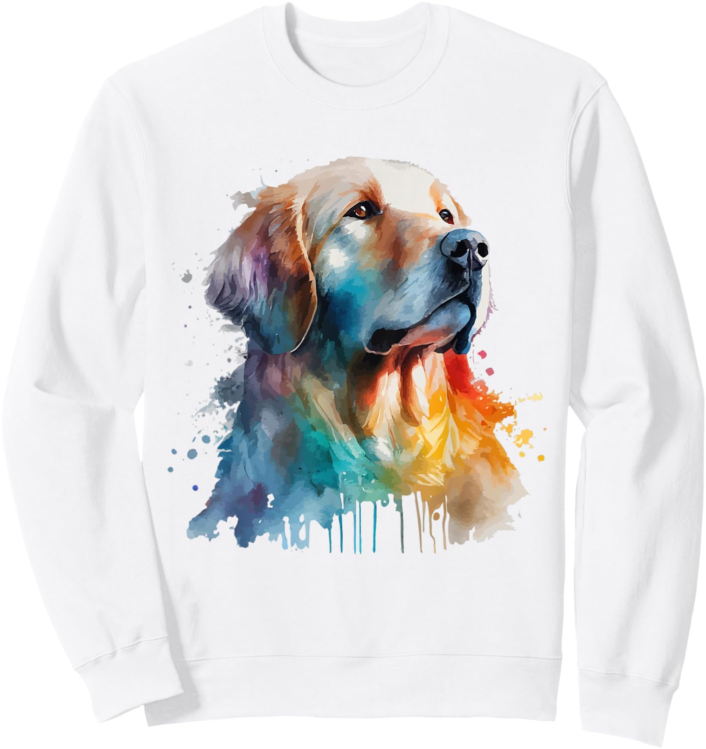 Golden Retriever Colorful Pop Art Tie Dye Watercolor Sweatshirt - Sweatshirt | White