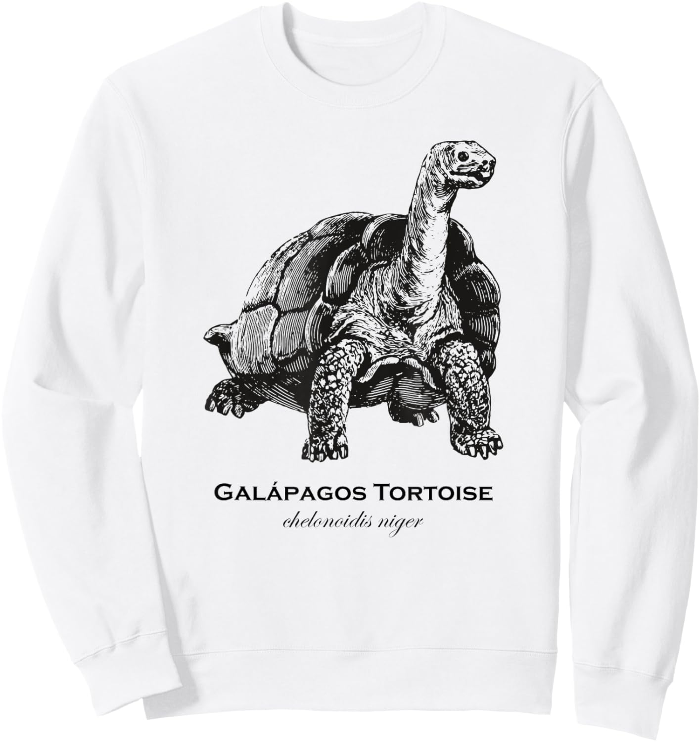 Vintage Galapagos Tortoise Designs by BAS -Adults & Kids Classic Fit Retro Cartoon Animal Print Grey Small Sweatshirt - Sweatshirt | White