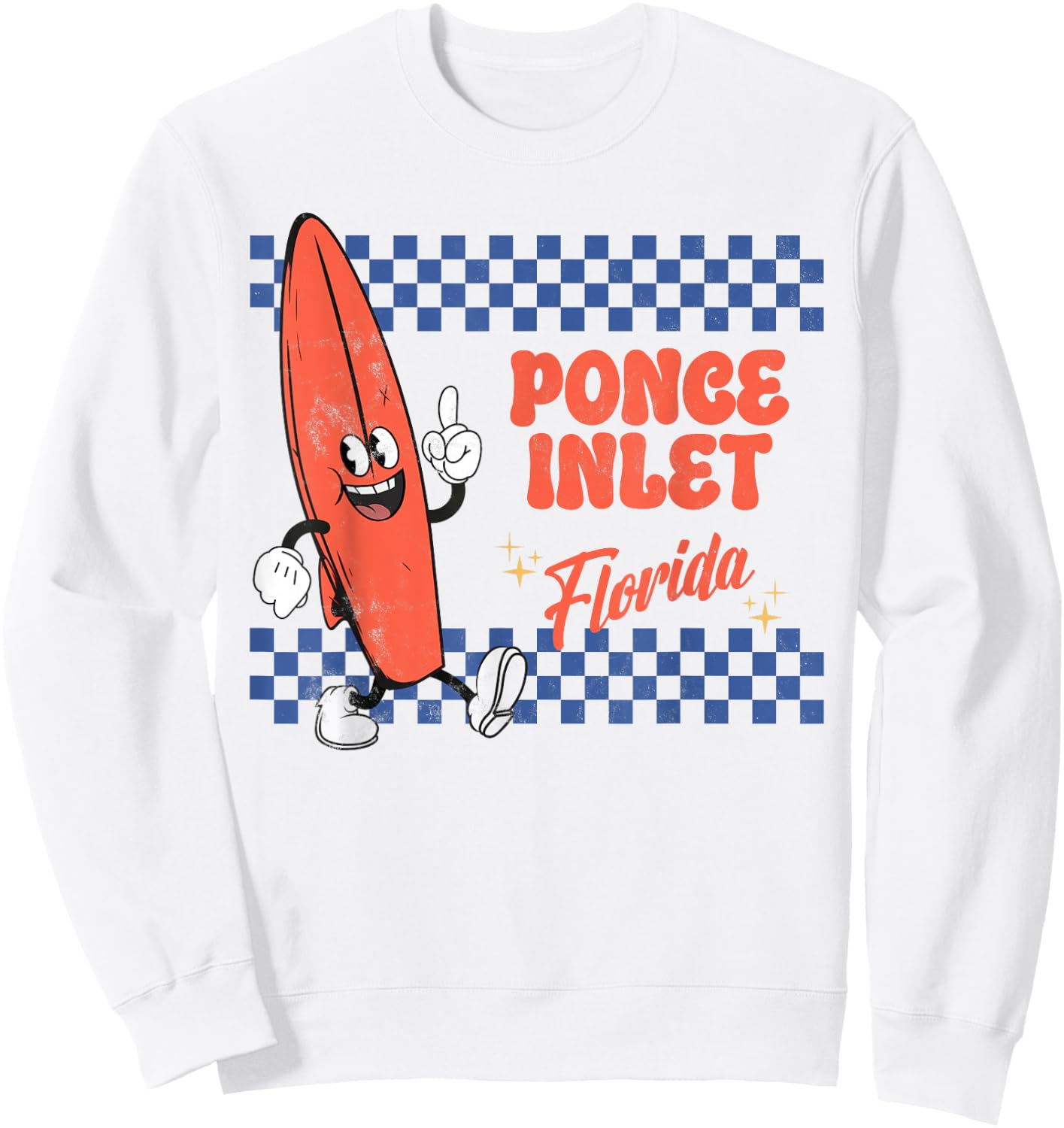 Ponce Inlet Florida Retro Surfer Vintage Beach Sweatshirt - Sweatshirt | White