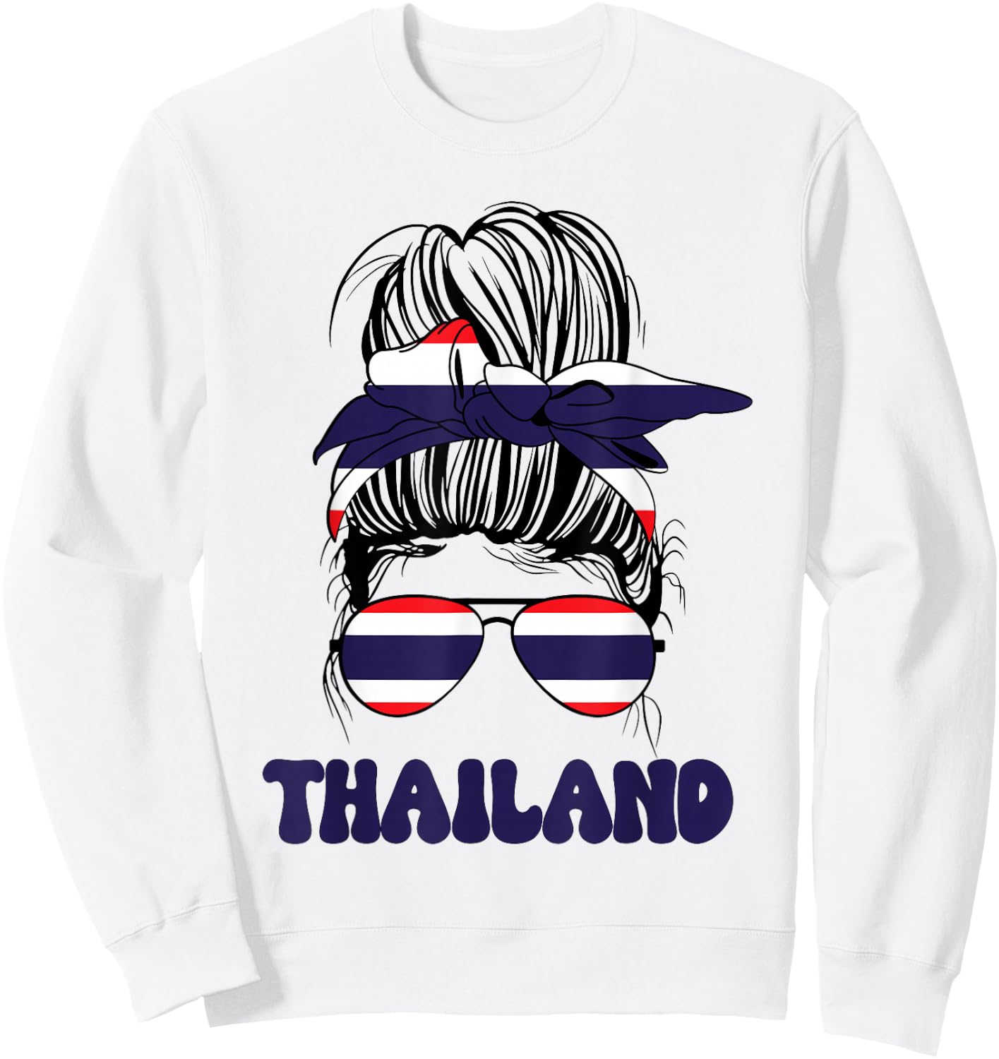 Thai Women Messy Bun, Thailand Flag For Thai Girls Sweatshirt - Sweatshirt | White