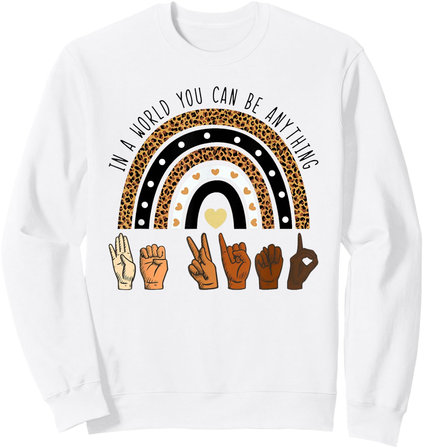 Rainbow Be Kind Sign Language We Wear Orange for Unity Day Sweatshirt - Sweatshirt | White