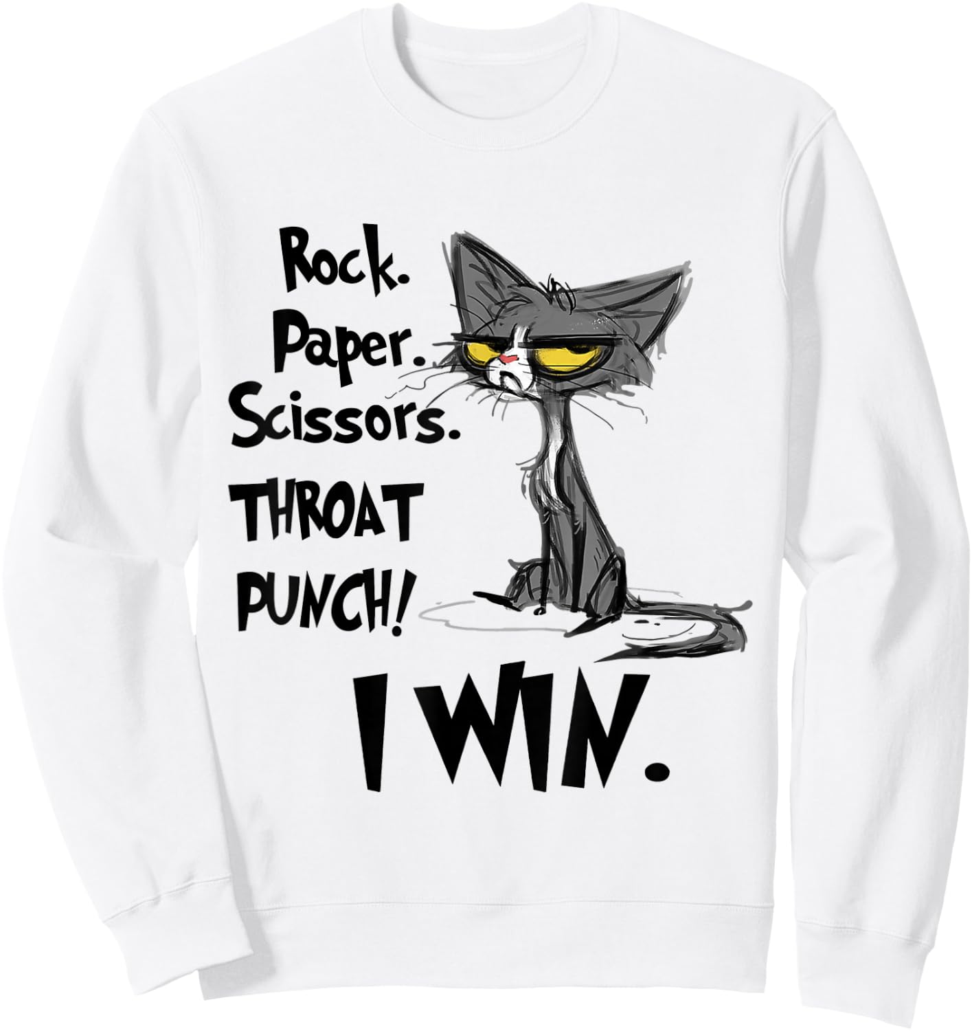 Rock Paper Scissors Throat Punch I Win Sweatshirt - Sweatshirt | White