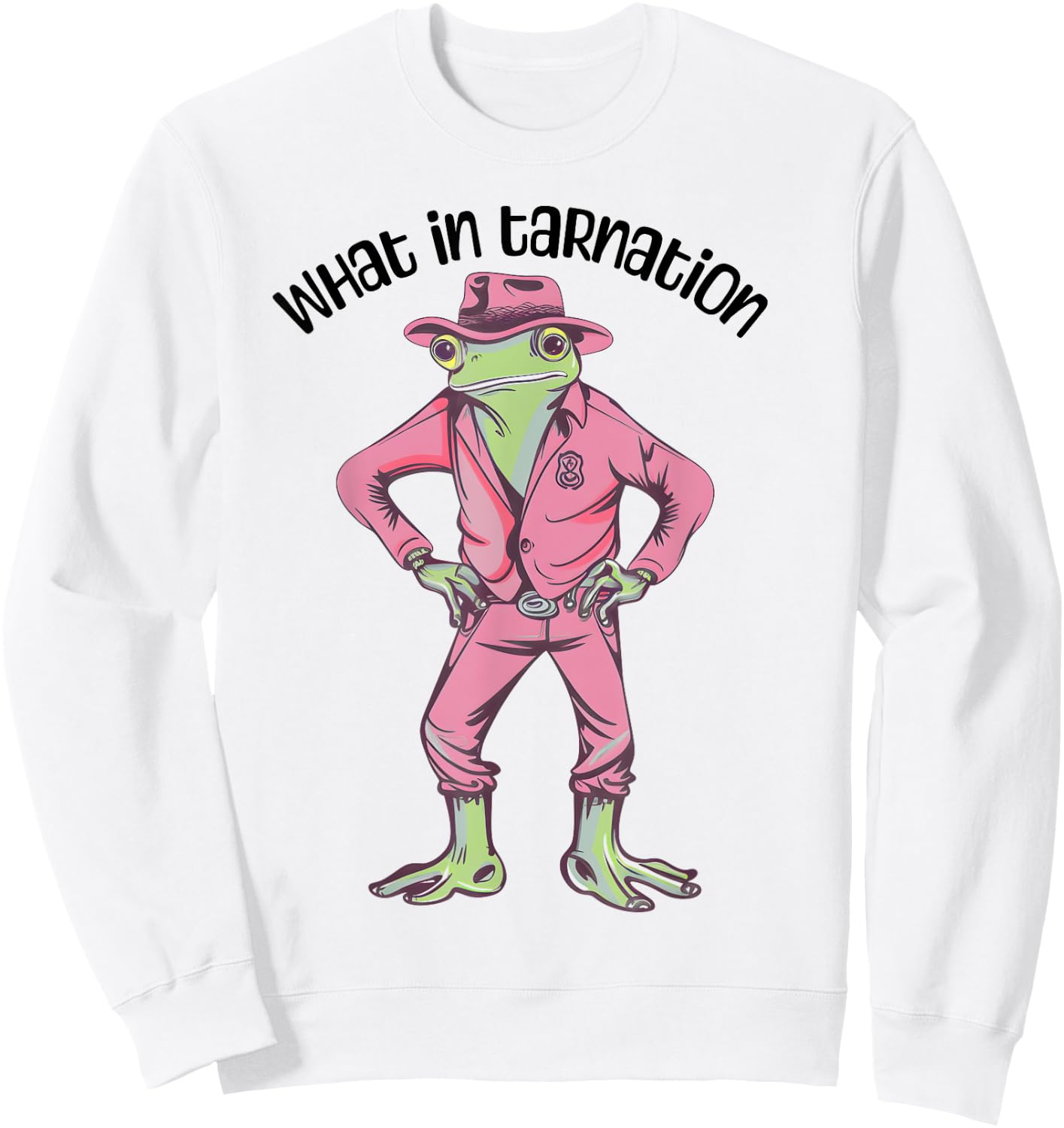 Cowgirl Frog Funny Western Frog Country Frogcore Pink Cowboy Sweatshirt - Sweatshirt | White