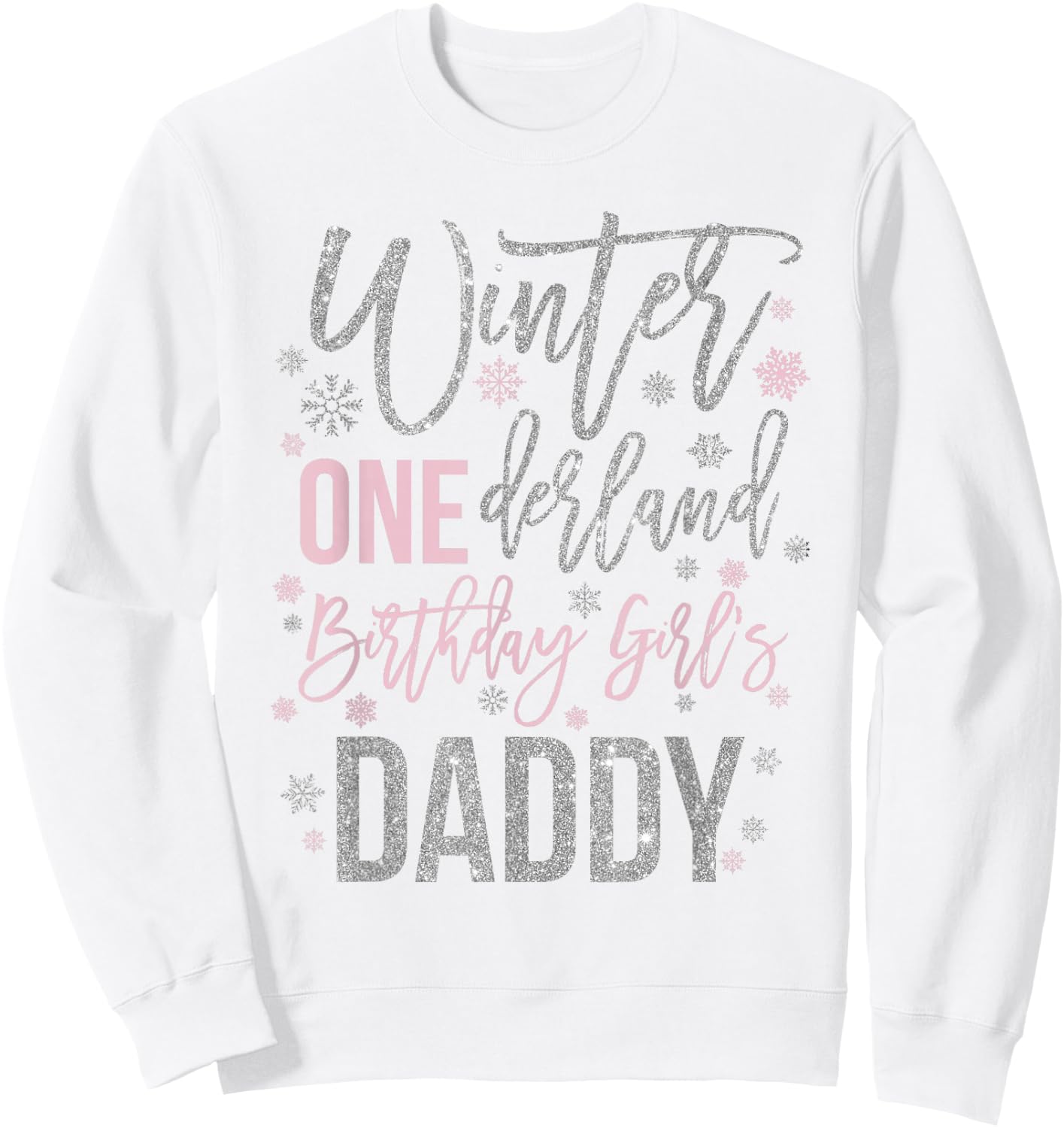 Daddy Pink Winter Onederland 1st Birthday Snowflake Matching Sweatshirt - Sweatshirt | White