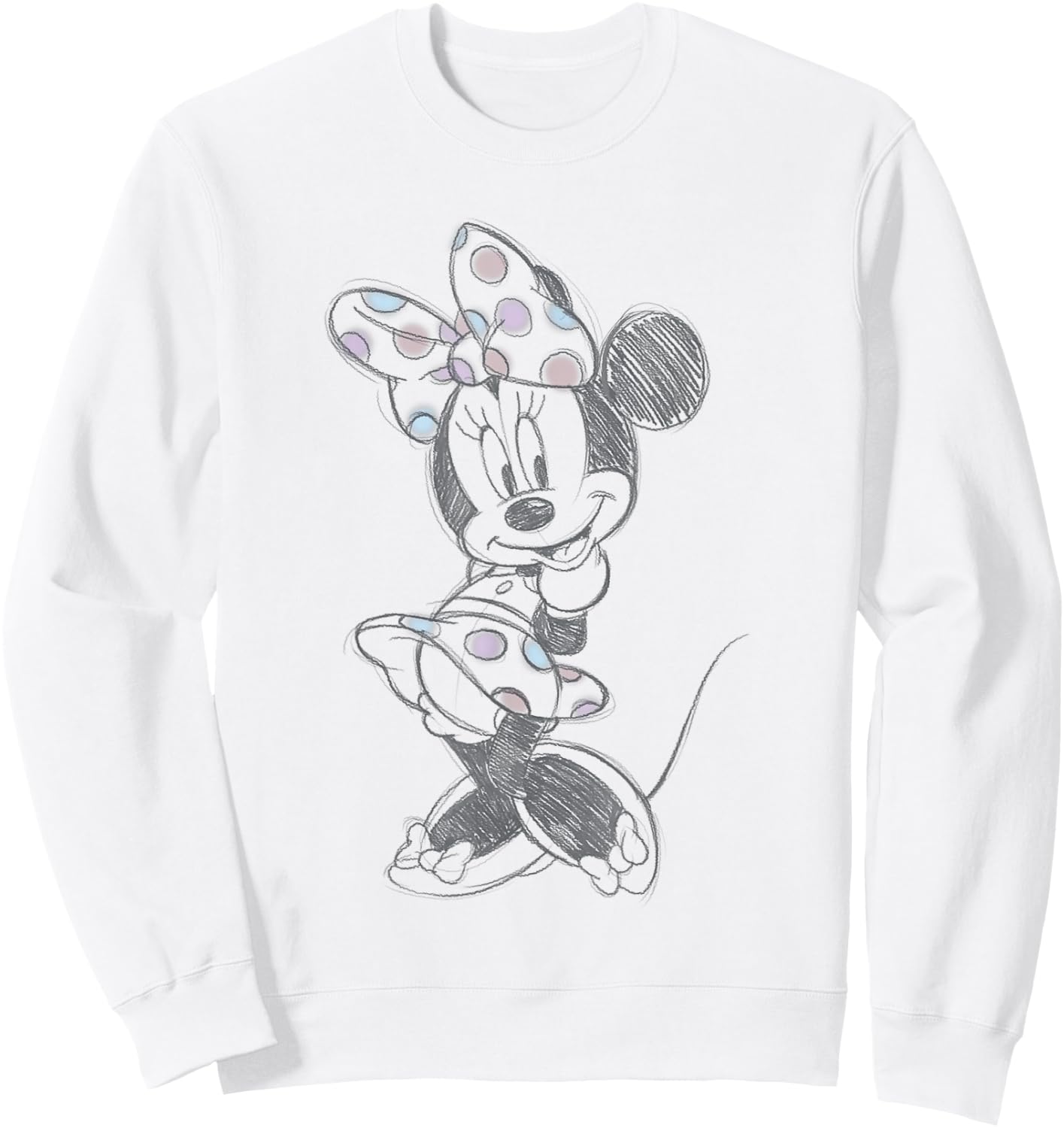 Disney Minnie Mouse Vintage Sweetie Pastel Polka Dot Sketch Sweatshirt - Sweatshirt | White