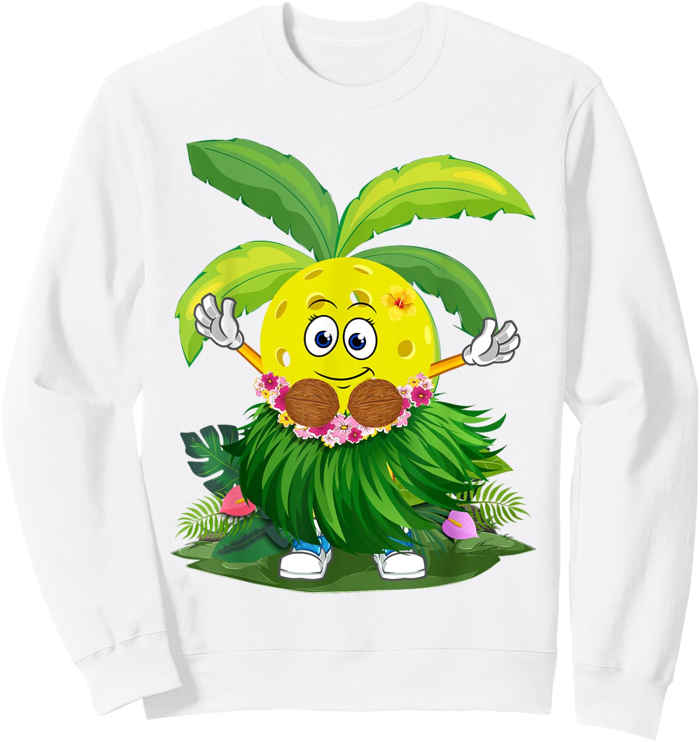 Cute Hawaiian Pickleball Ball Tropical Beach Summer Vacation Men Women Kids Sweatshirt - Sweatshirt | White