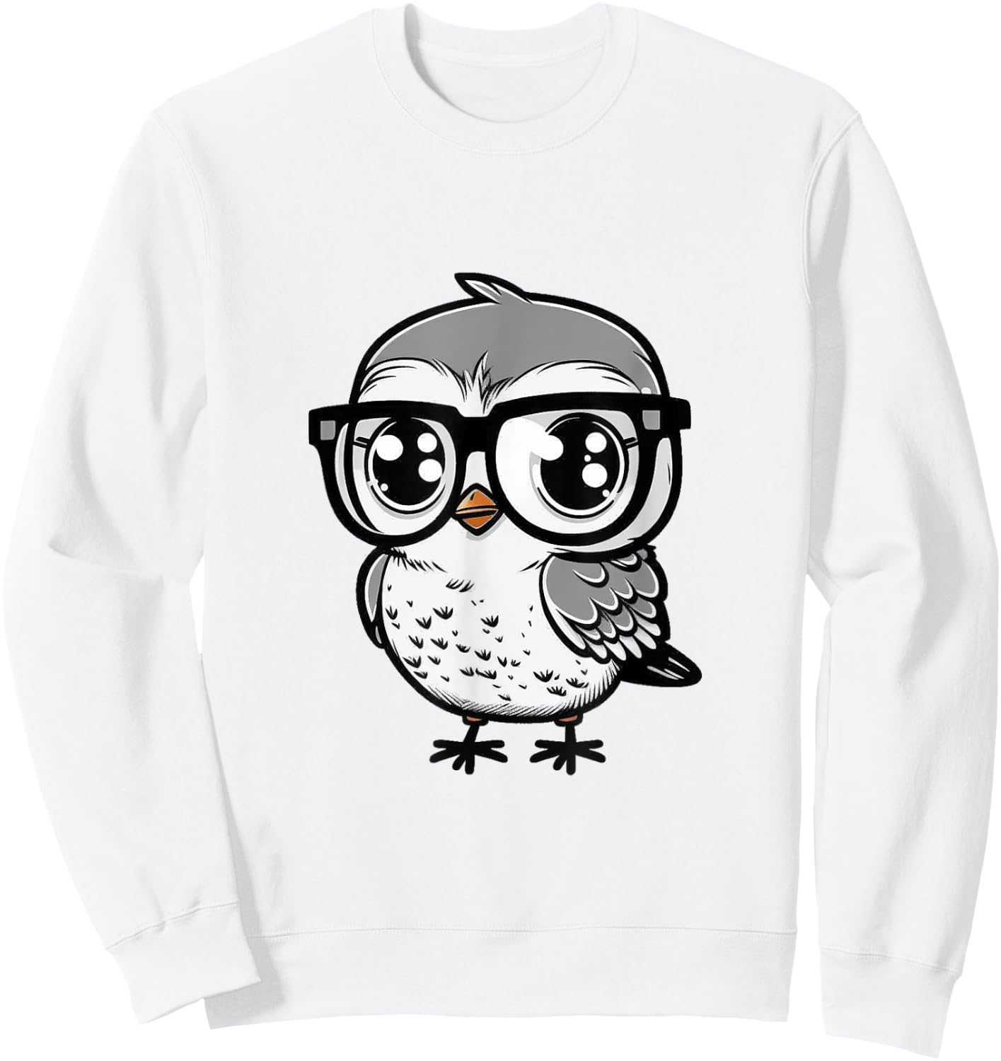 Nerdy Birdy Kawaii Cute Happy Bird with Glasses Animal Sweatshirt - Sweatshirt | White