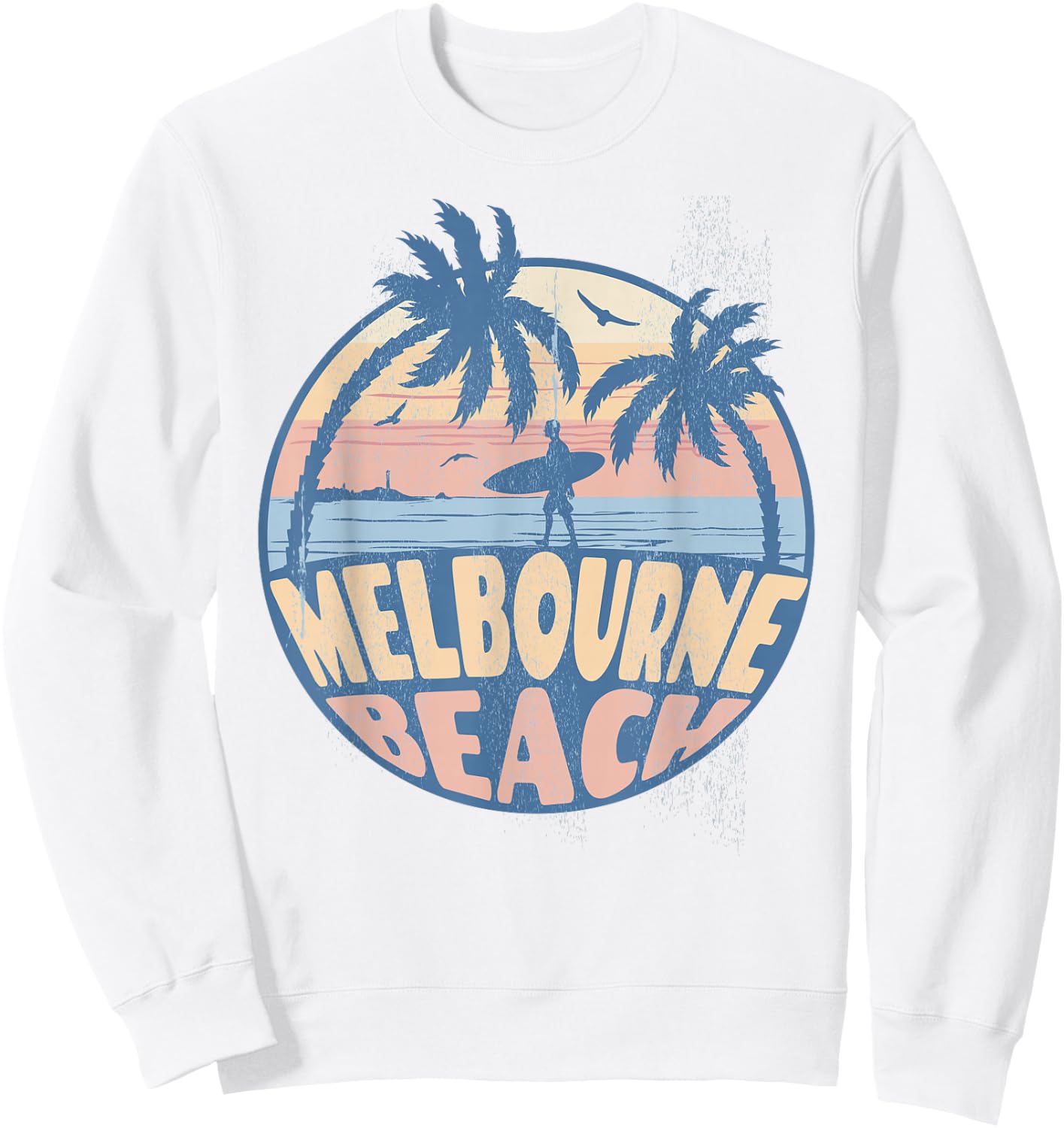 Melbourne Florida Beach Surf Summer Vacation Vintage Sweatshirt - Sweatshirt | White