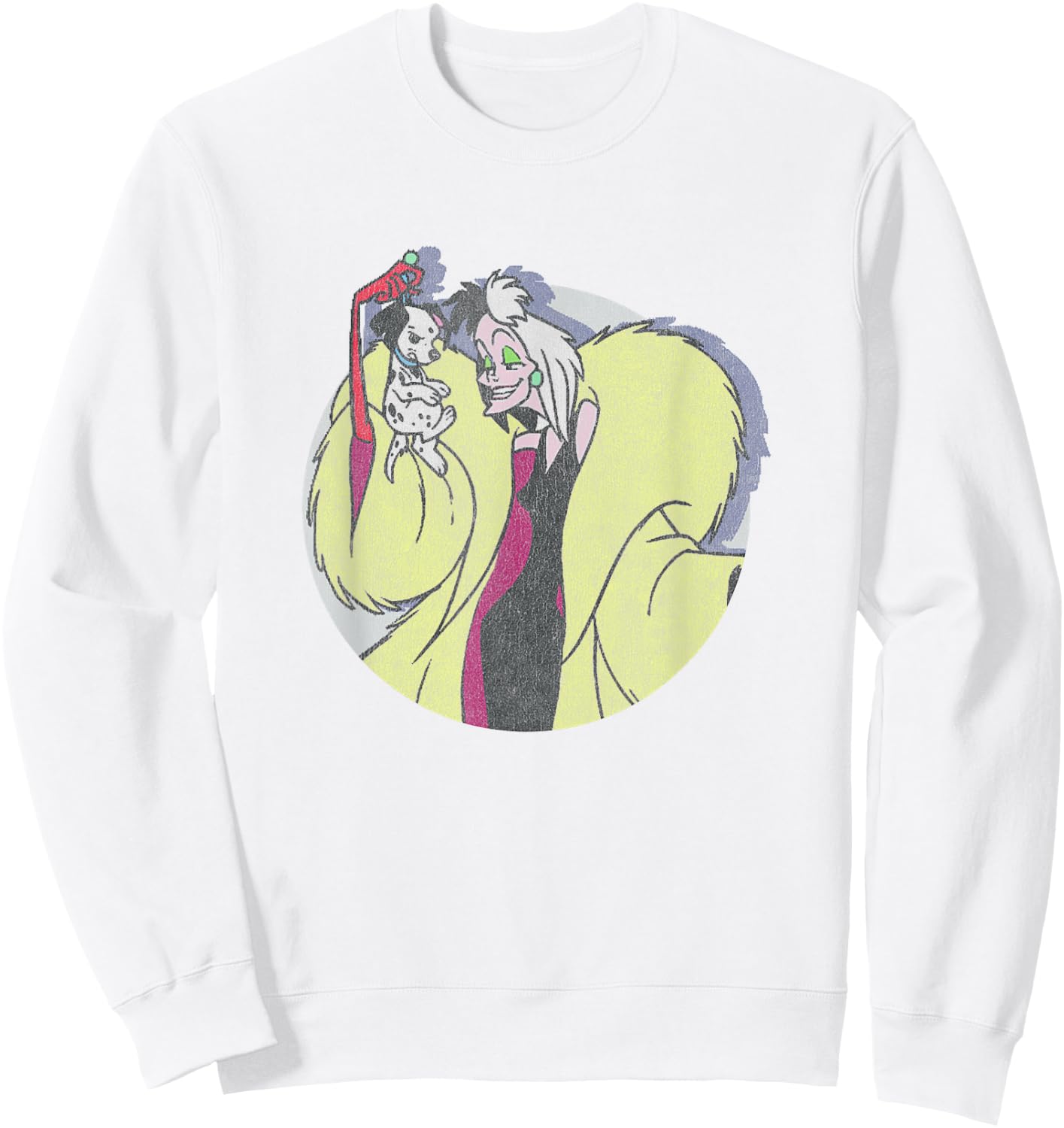 Disney 101 Dalmatians Cruella De Vil Holding Puppy Vintage Sweatshirt - Sweatshirt | White