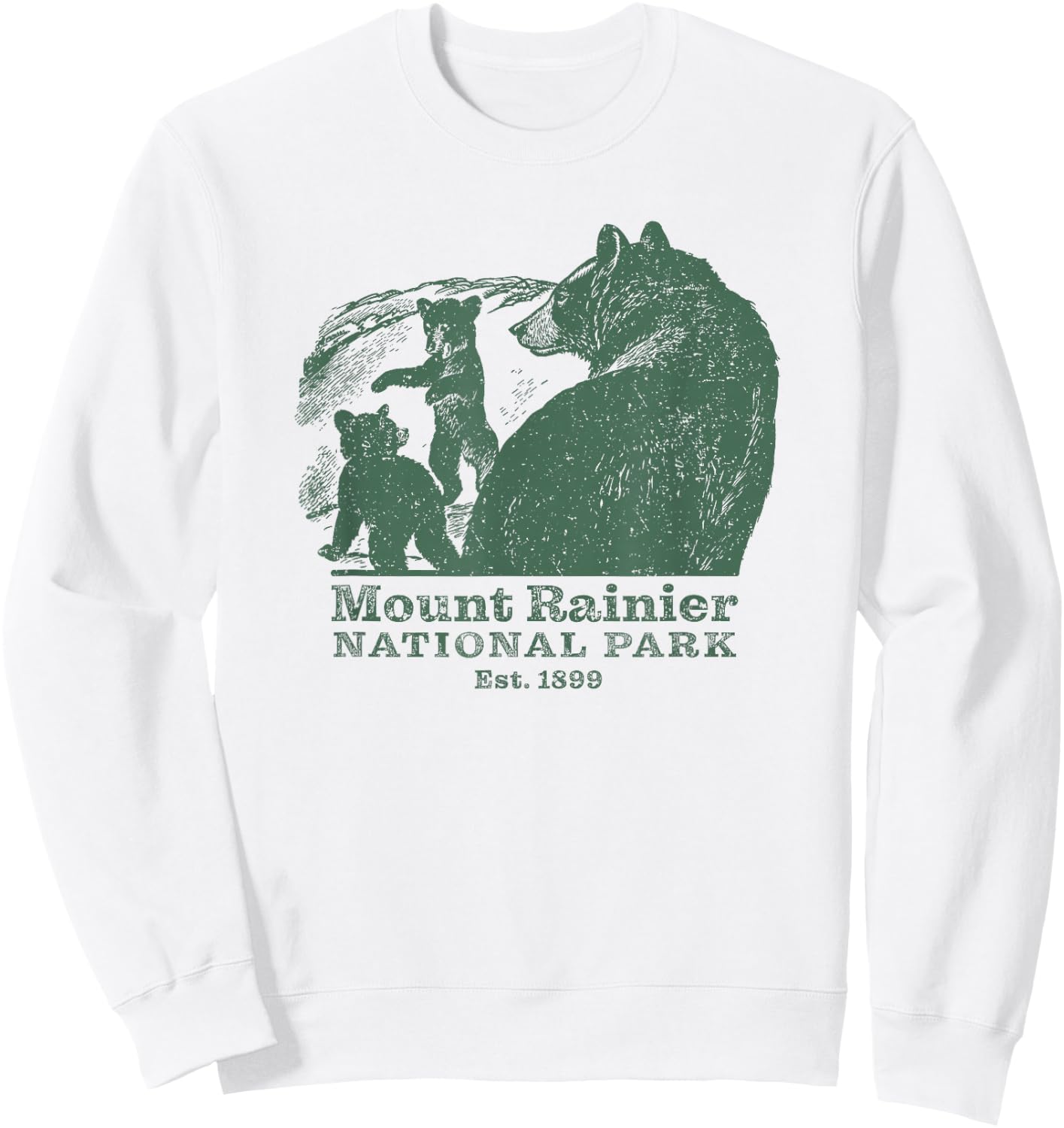Mt. Rainier National Park Vintage Wildlife Bear Souvenir Sweatshirt - Sweatshirt | White
