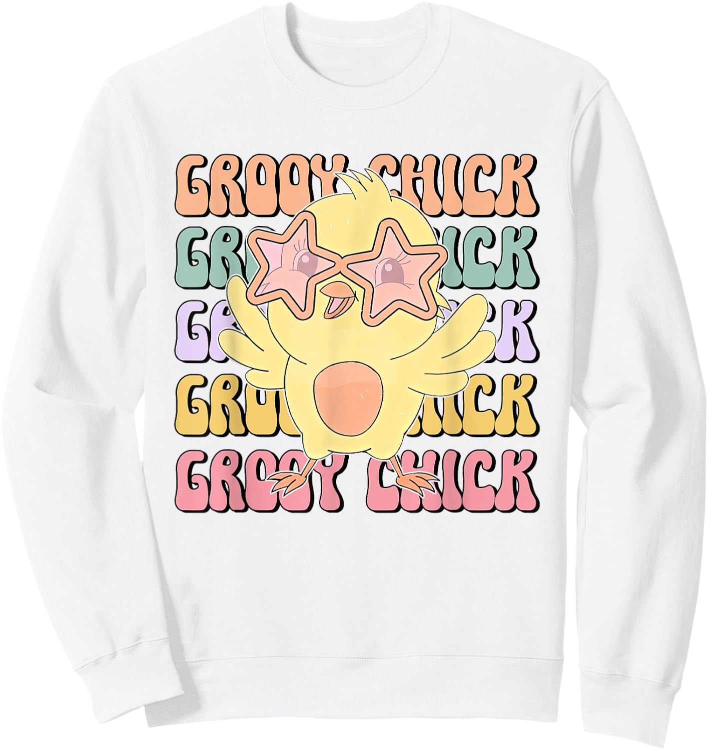 One Groovy Chick Retro Chick Costume Glasses Cute Easter Day Sweatshirt - Sweatshirt | White