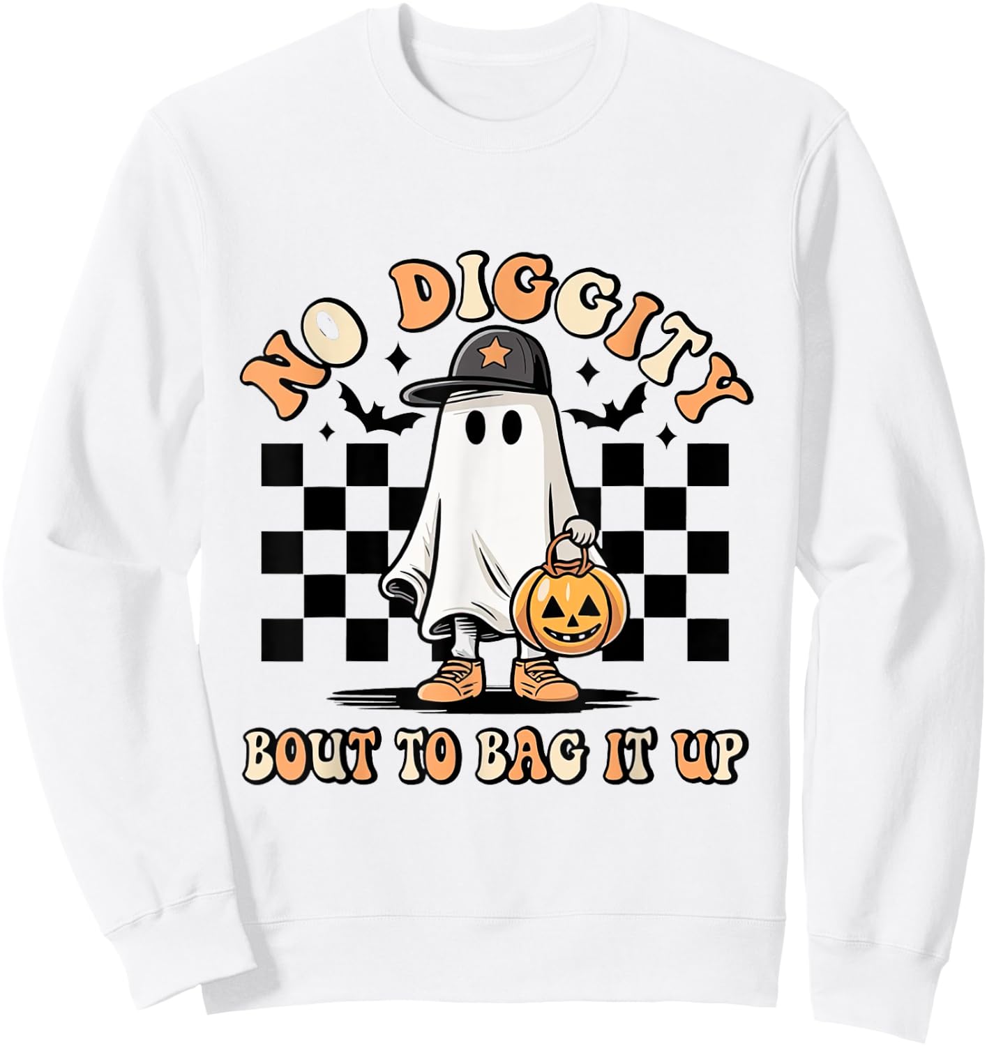 No Diggity About To Bag It Up Trick Treat Candy Halloween Sweatshirt - Sweatshirt | White