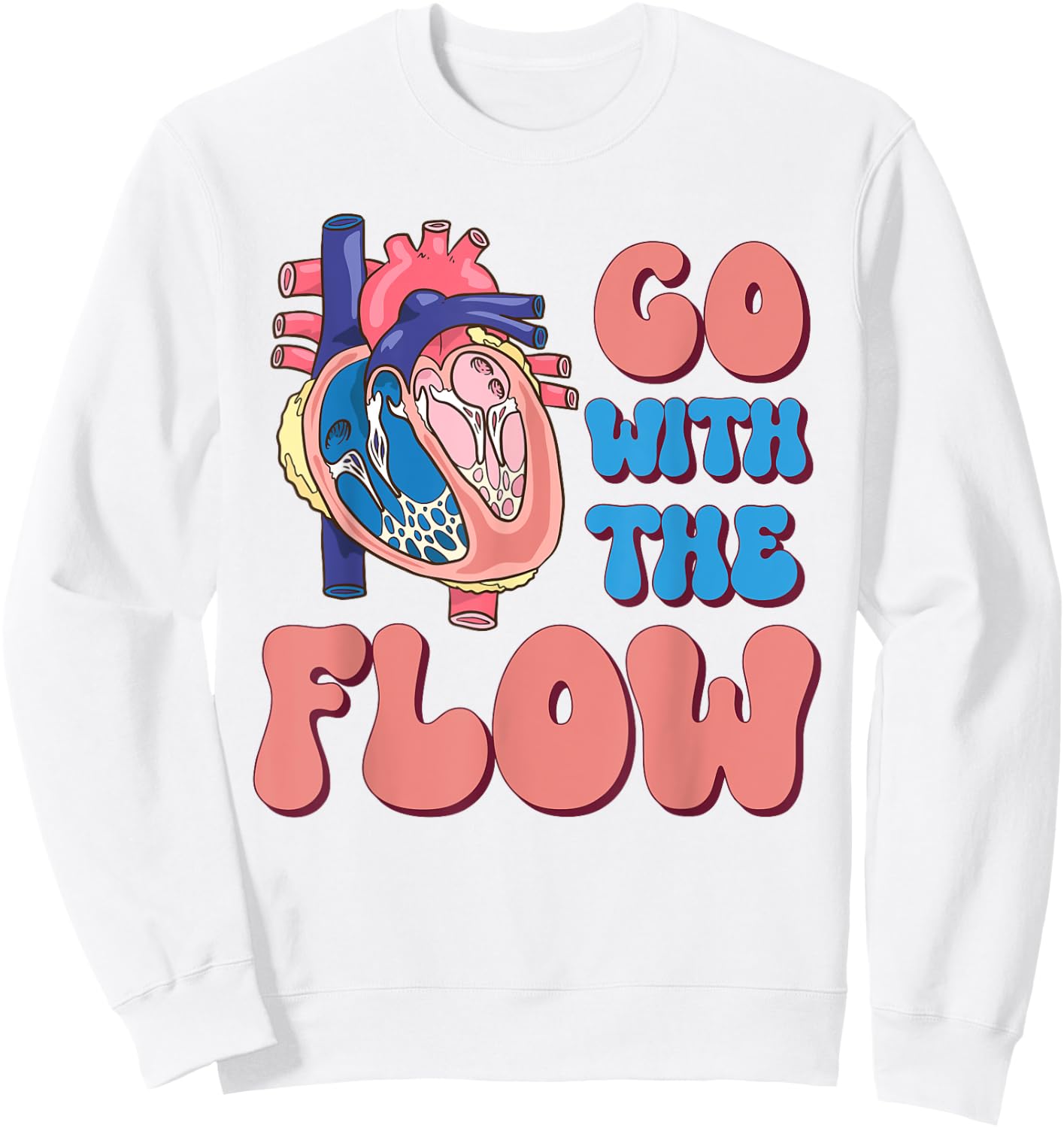 CVICU Cardiac Nurse Anatomy Cardiology Human Heart Flow Sweatshirt - Sweatshirt | White