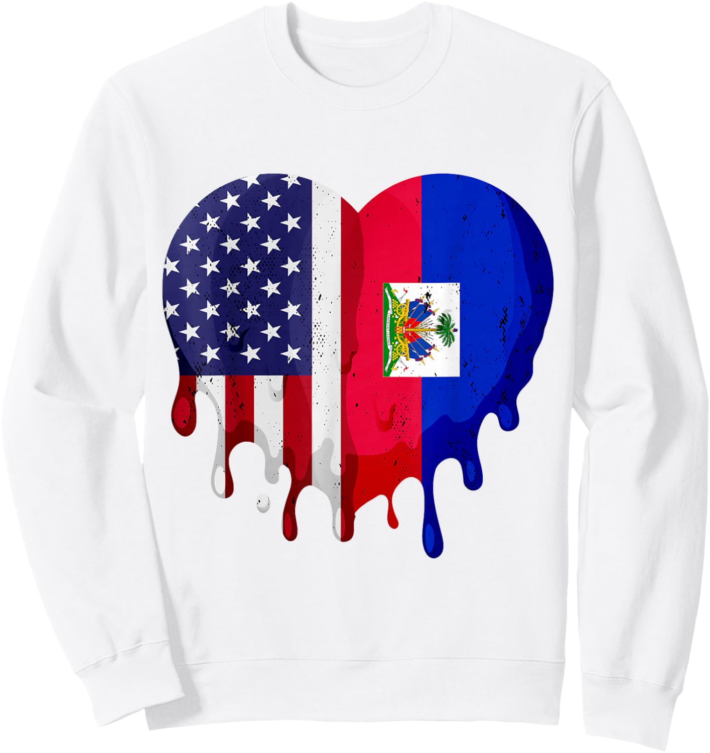 American Haitian Hispanic Heritage Month Flag Heart Sweatshirt - Sweatshirt | White