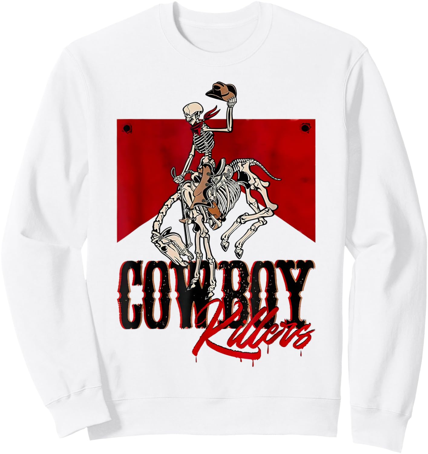 Cowboy Kller Vintage Skeleton Boho Western Country Sweatshirt - Sweatshirt | White