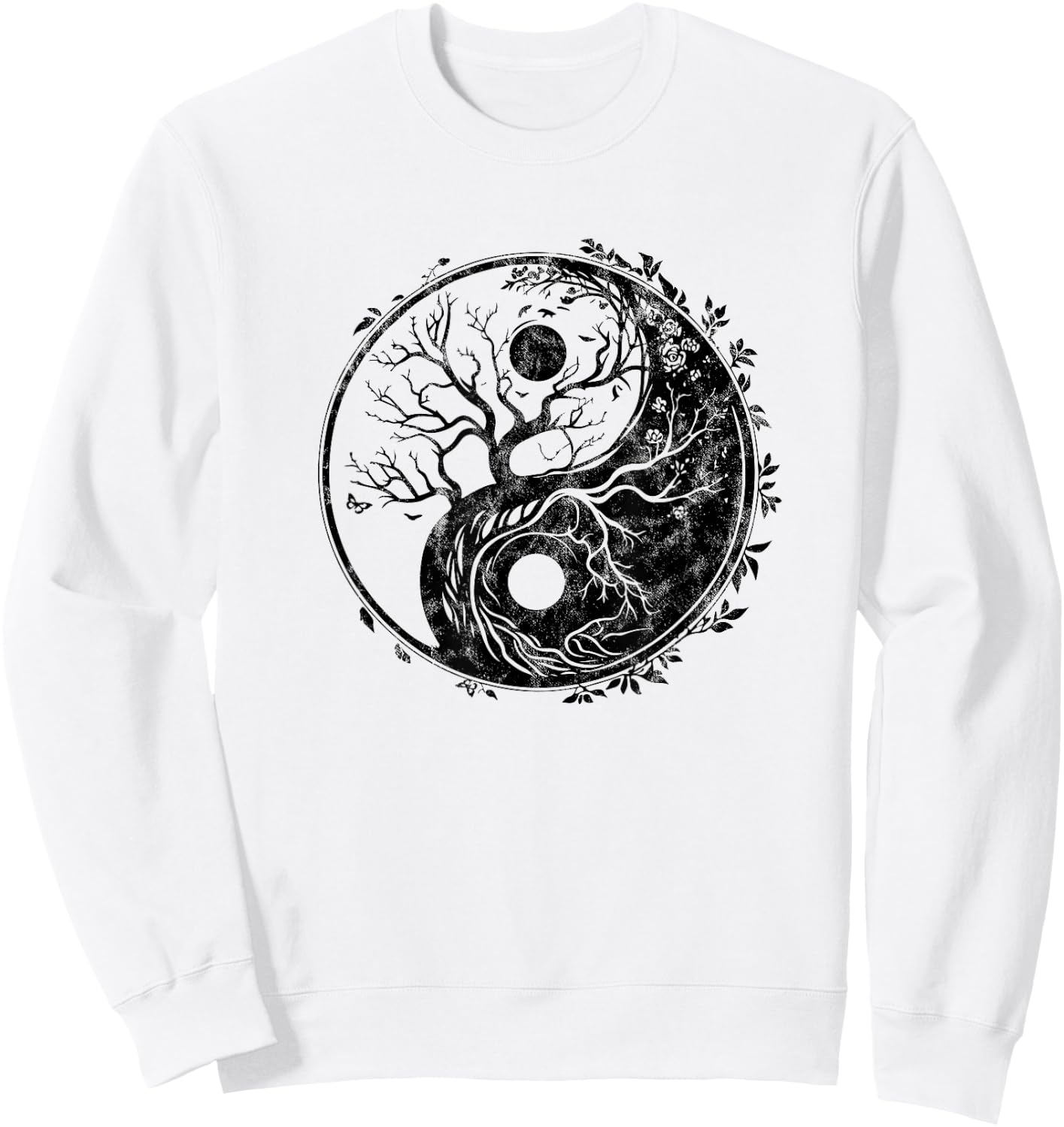 Yin Yang symbol, tree of life, Tai chi, Qigong, yoga, Taoism Sweatshirt - Sweatshirt | White