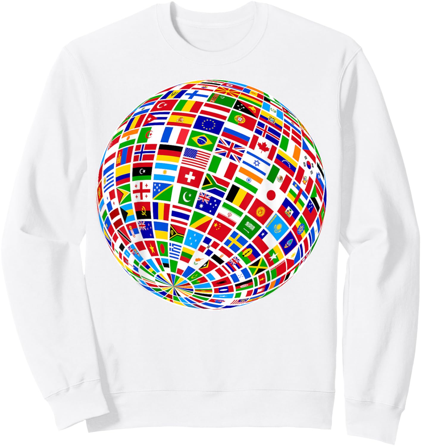 Flags The Countries of the World Globe Earth World Flags Sweatshirt - Sweatshirt | White