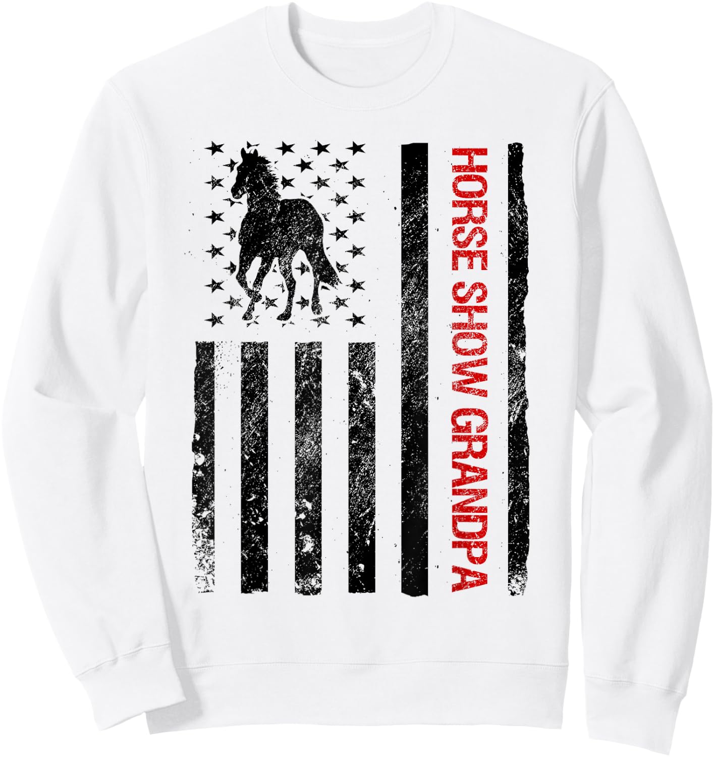 Funny Horse Show Grandpa American USA Flag Kids Men Sweatshirt - Sweatshirt | White
