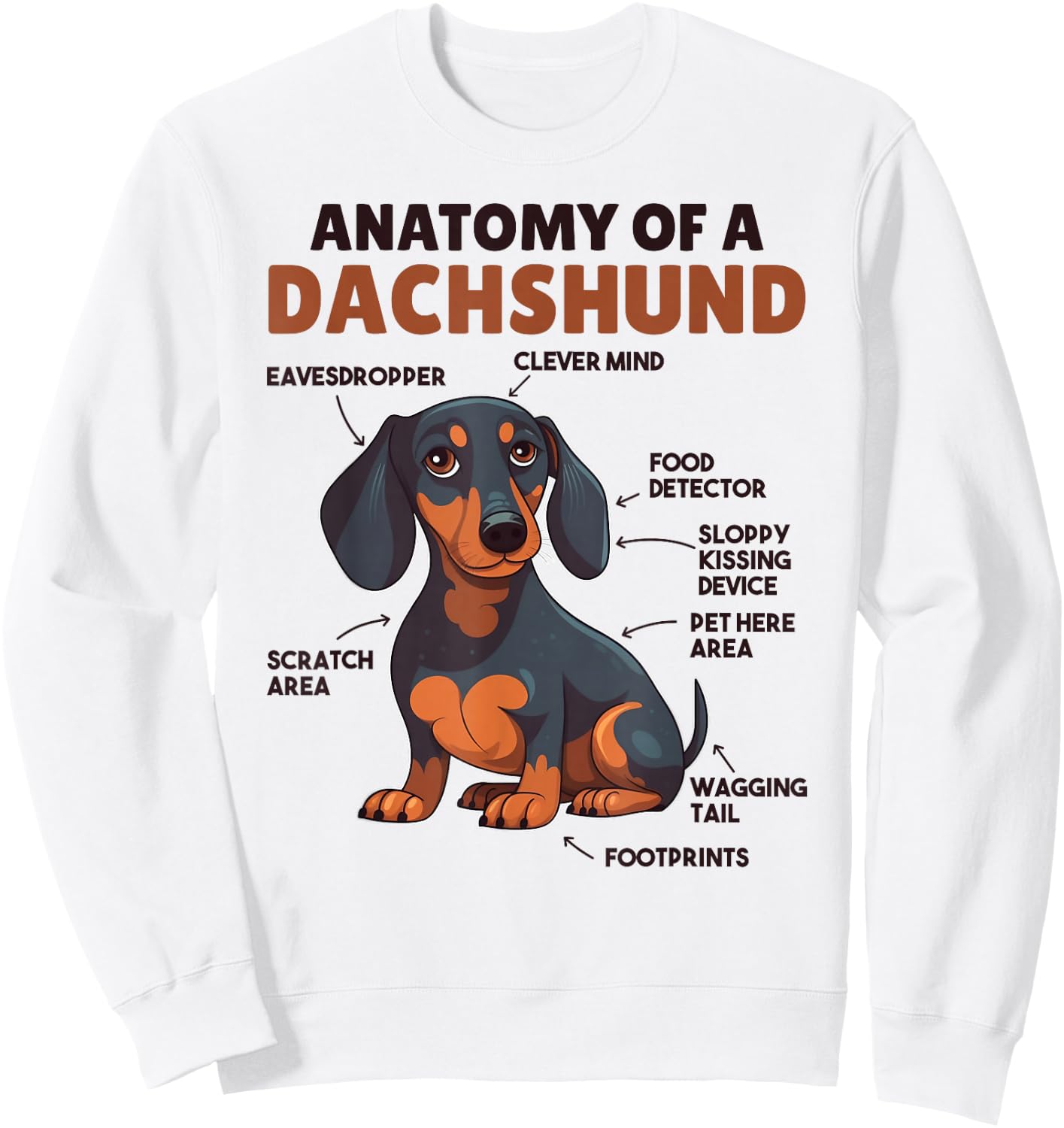 Favorite Animal Cute Animals Explanations Dachshund Anatomy - Kids, Animal Lovers - White - Short Sleeve - - - Small - Classic Fit - Lightweight - Cotton, Polyester Sweatshirt - Sweatshirt | White