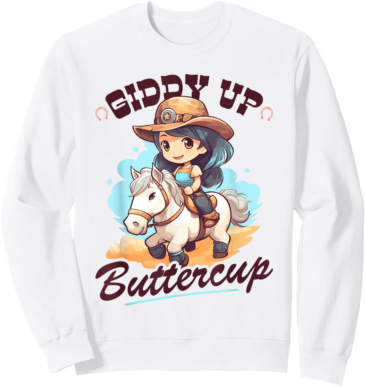 Giddy Up Buttercup, Country Rodeo Girl Toddler Cowgirl Sweatshirt - Sweatshirt | White