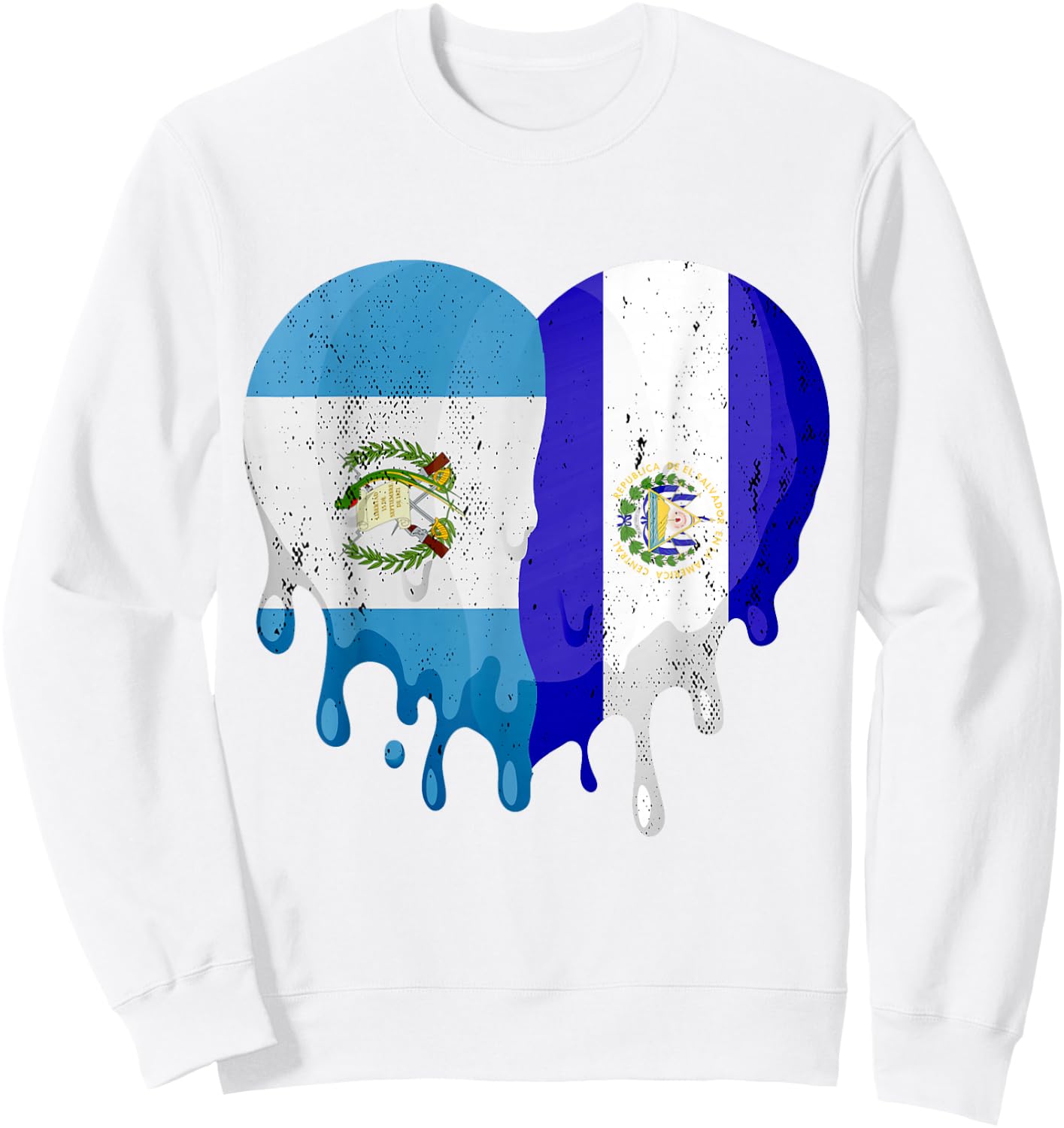 Guatemala El Salvador Flag Heart Grown Patriot Country Sweatshirt - Sweatshirt | White