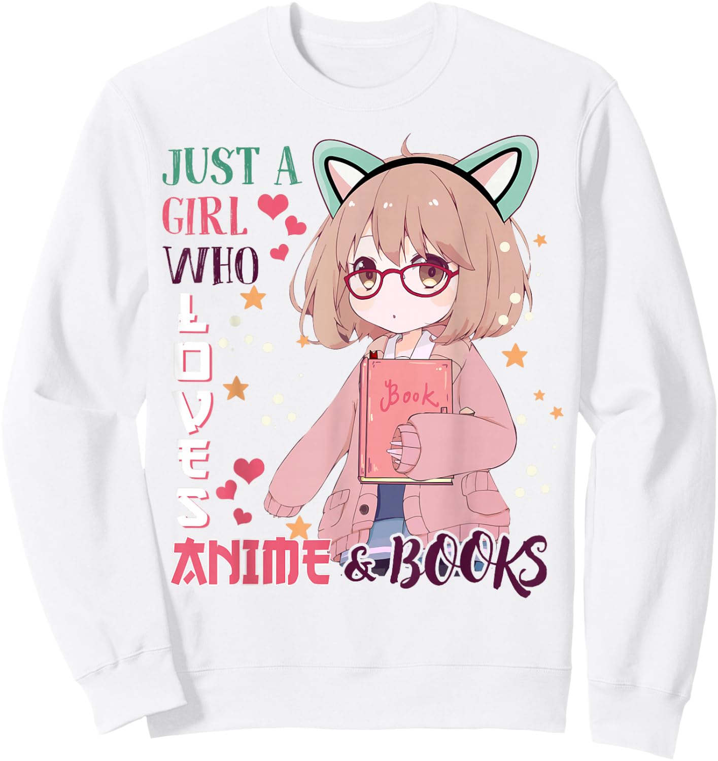 Girl Who Love Anime Books-Shirt Kids Teen Youth Toddler Cute Sweatshirt - Sweatshirt | White