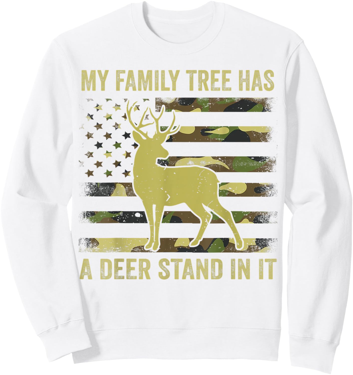 Hunting-Shirt My Family Tree Has Deer Stand In It Funny Camo Sweatshirt - Sweatshirt | White