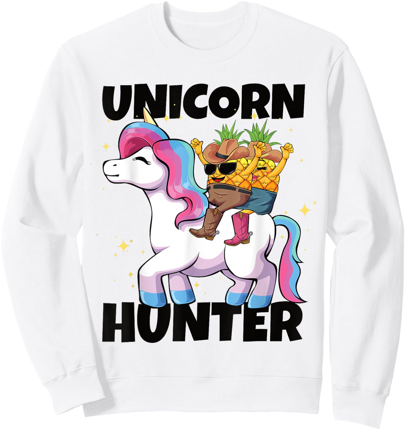 Upside Down Pineapple Swinger Unicorn Hunter Sweatshirt - Sweatshirt | White