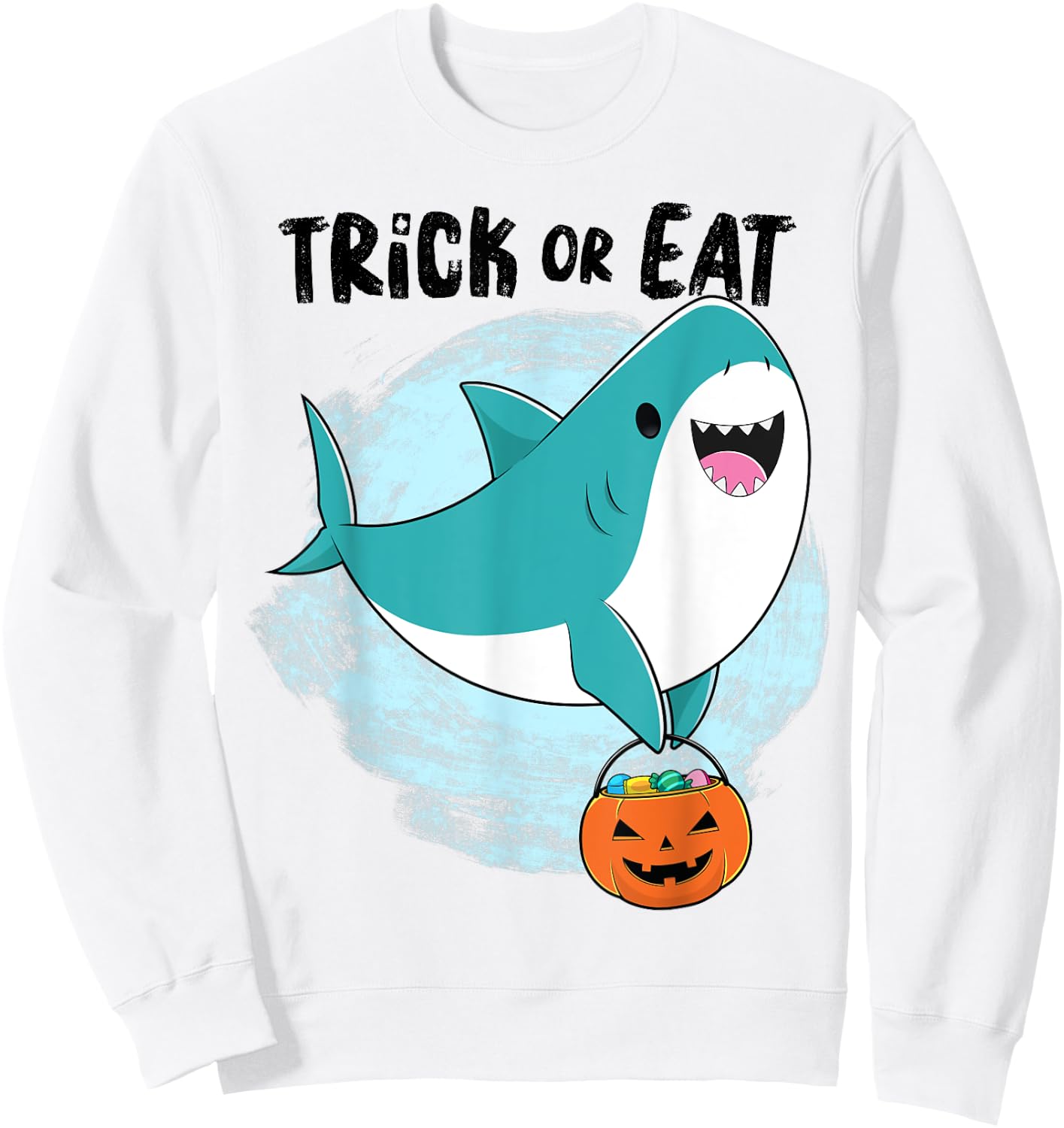Shark Shirt - Kawaii Trick Or Eat Shark Halloween Costume Sweatshirt - Sweatshirt | White