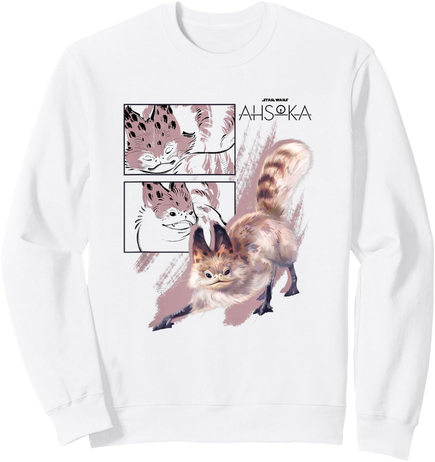 Star Wars: Ahsoka Loth-Cat Sketch Portrait Box Up Panels Sweatshirt - Sweatshirt | White