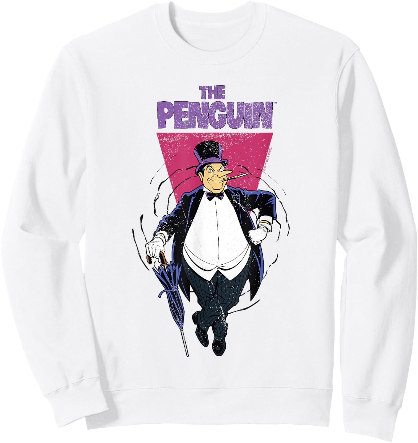 Batman Vintage Classic The Penguin Comic Villain Badge Sweatshirt - Sweatshirt | White