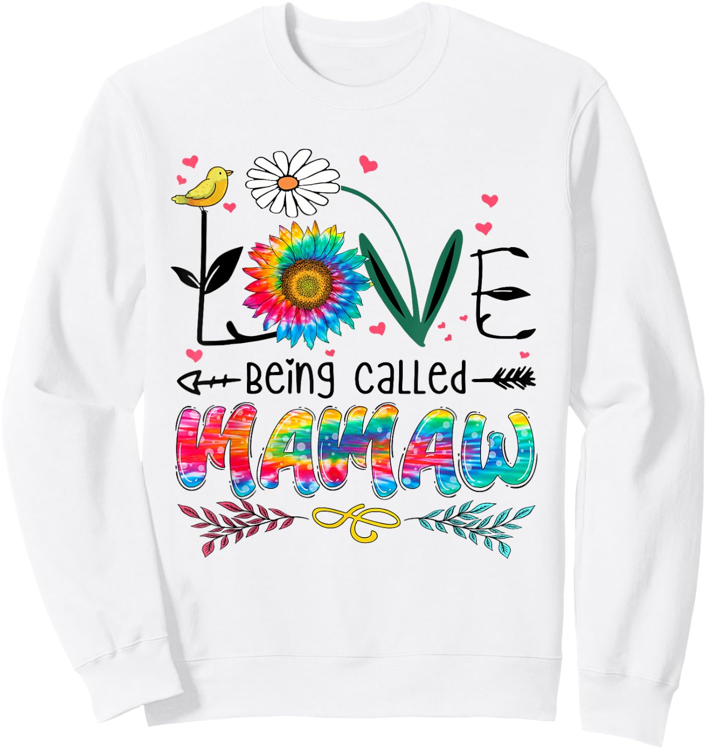 Tie Dye I Love Being Called Mamaw Funny Mothers Day 2026 Sweatshirt - Sweatshirt | White