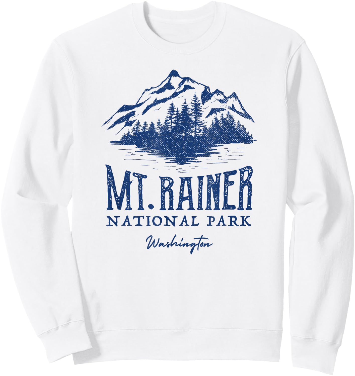 Mt. Rainier National Park Vintage Mountains Graphic Sweatshirt - Sweatshirt | White