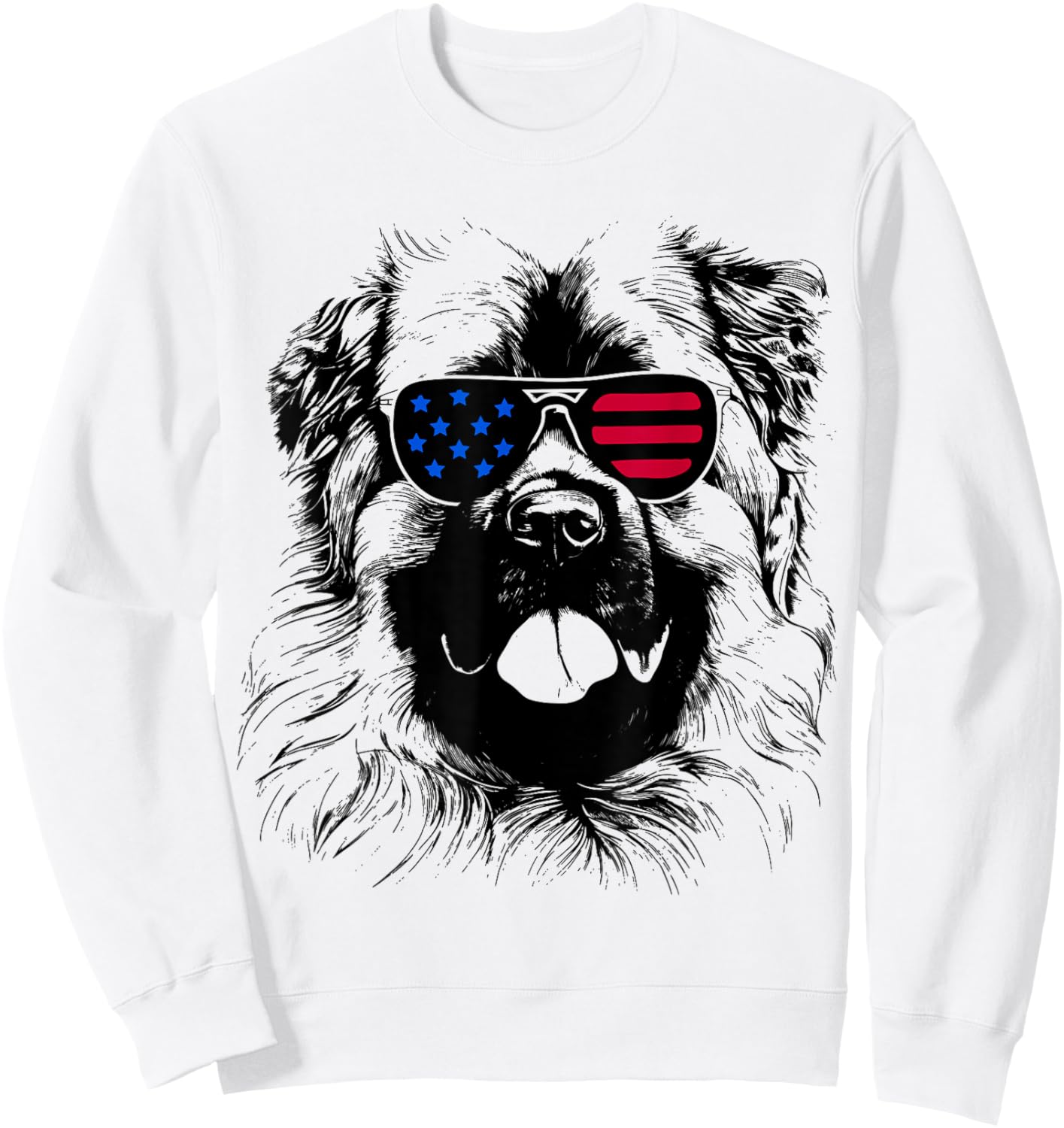 Caucasian Shepherd Dog 4th July America USA Flag Sweatshirt - Sweatshirt | White
