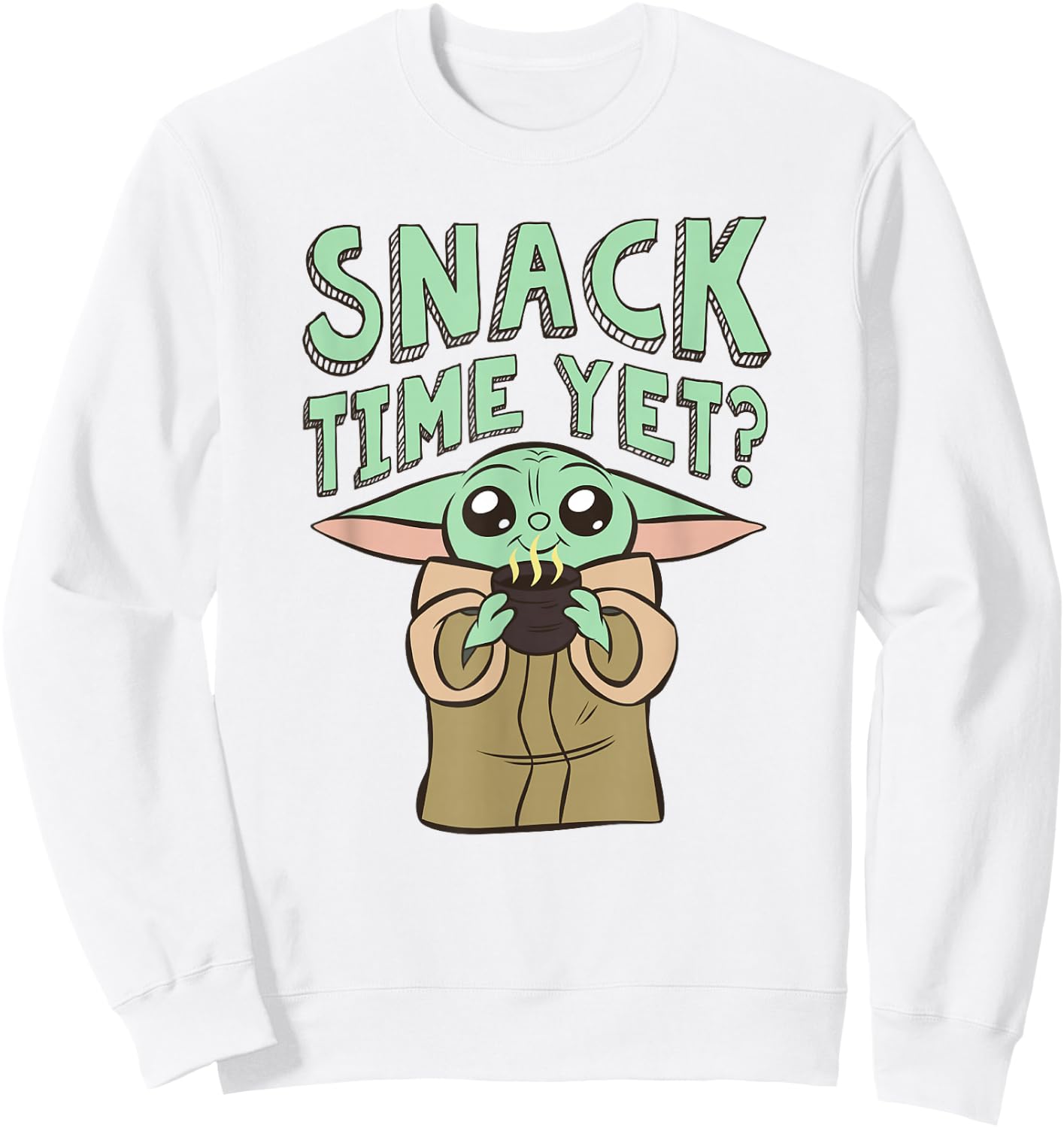 Star Wars: The Mandalorian Baby Yoda Snack Time Yet? Cute Sweatshirt - Sweatshirt | White