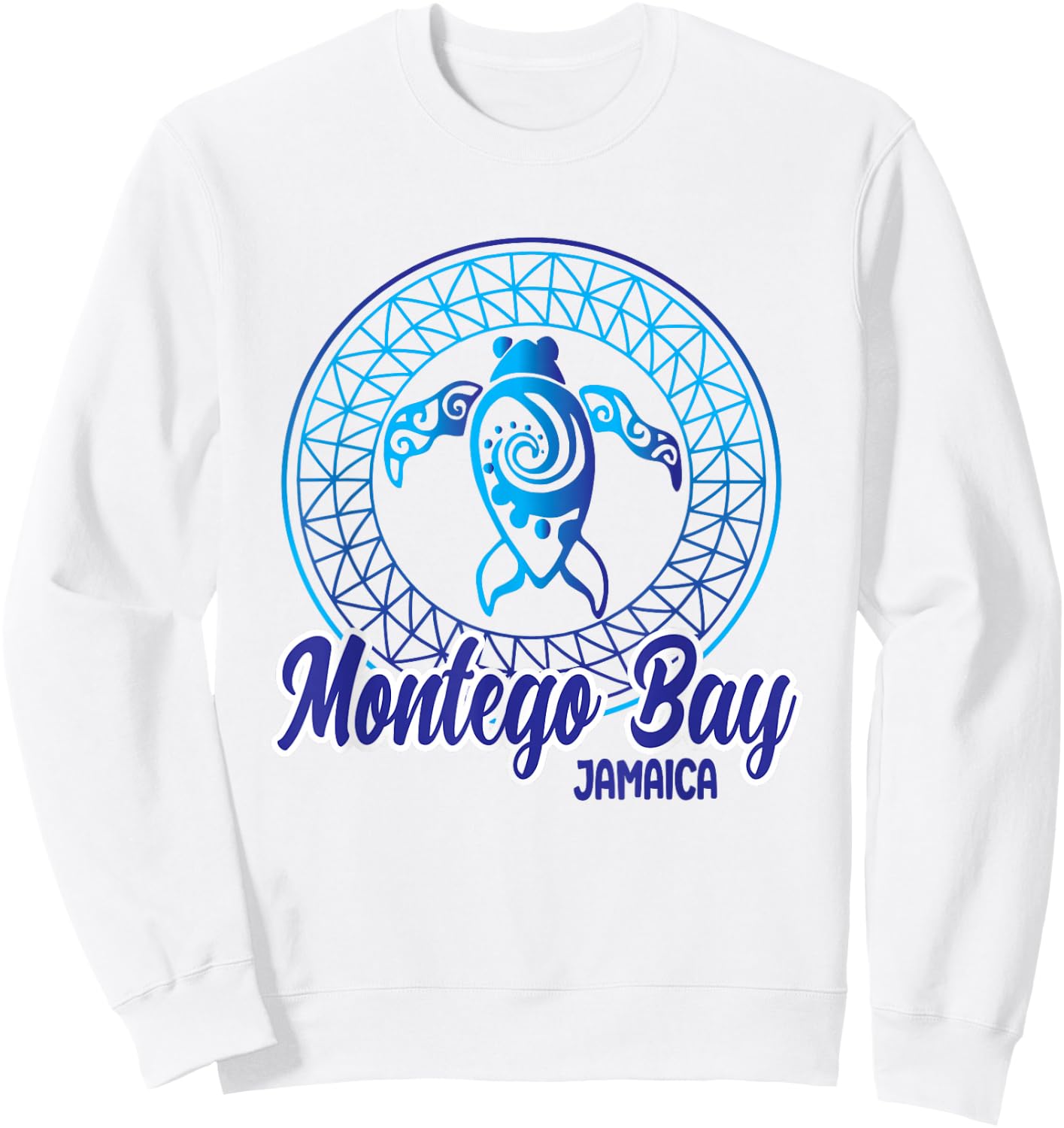 Montego Bay Jamaica Souvenirs Tribal Sea Turtle Vacation Sweatshirt - Sweatshirt | White
