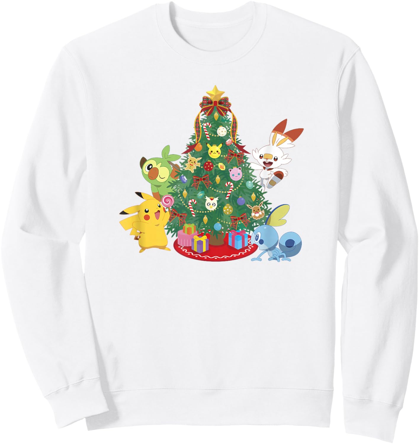 Pokémon Christmas Group Shot Decorating The Tree Sweatshirt - Sweatshirt | White