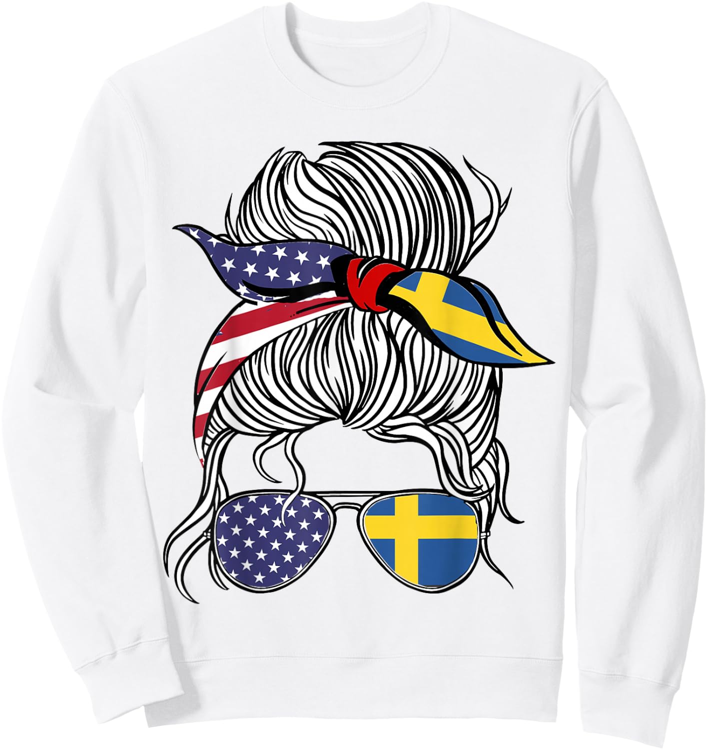 American Swedish Patriot Flag Women Girl Sweden Grown Sweatshirt - Sweatshirt | White