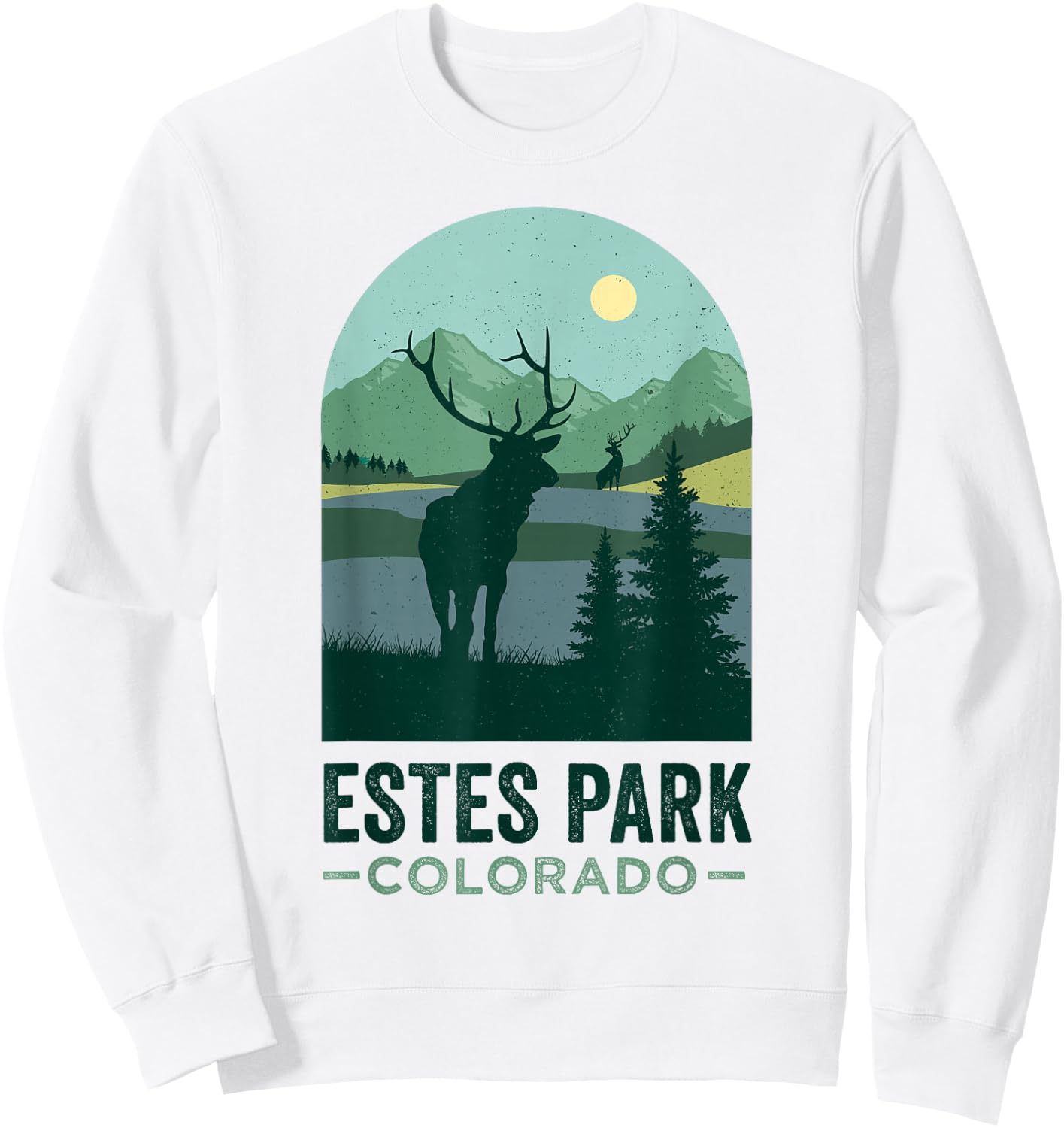 Estes Park Wildlife Vintage Estes Park Colorado Sweatshirt - Sweatshirt | White
