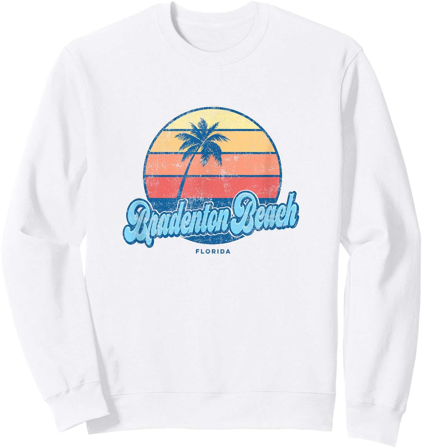Vintage Bradenton Beach Florida FL Classic 70s Retro Surfer Sweatshirt - Sweatshirt | White
